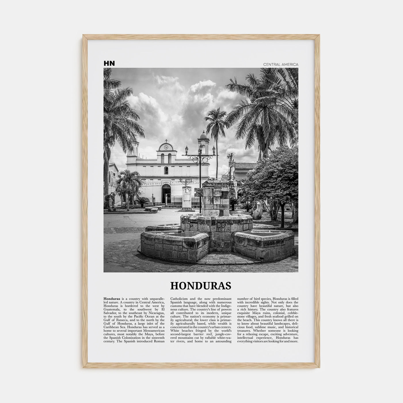 Honduras Travel B&W No 2 Poster