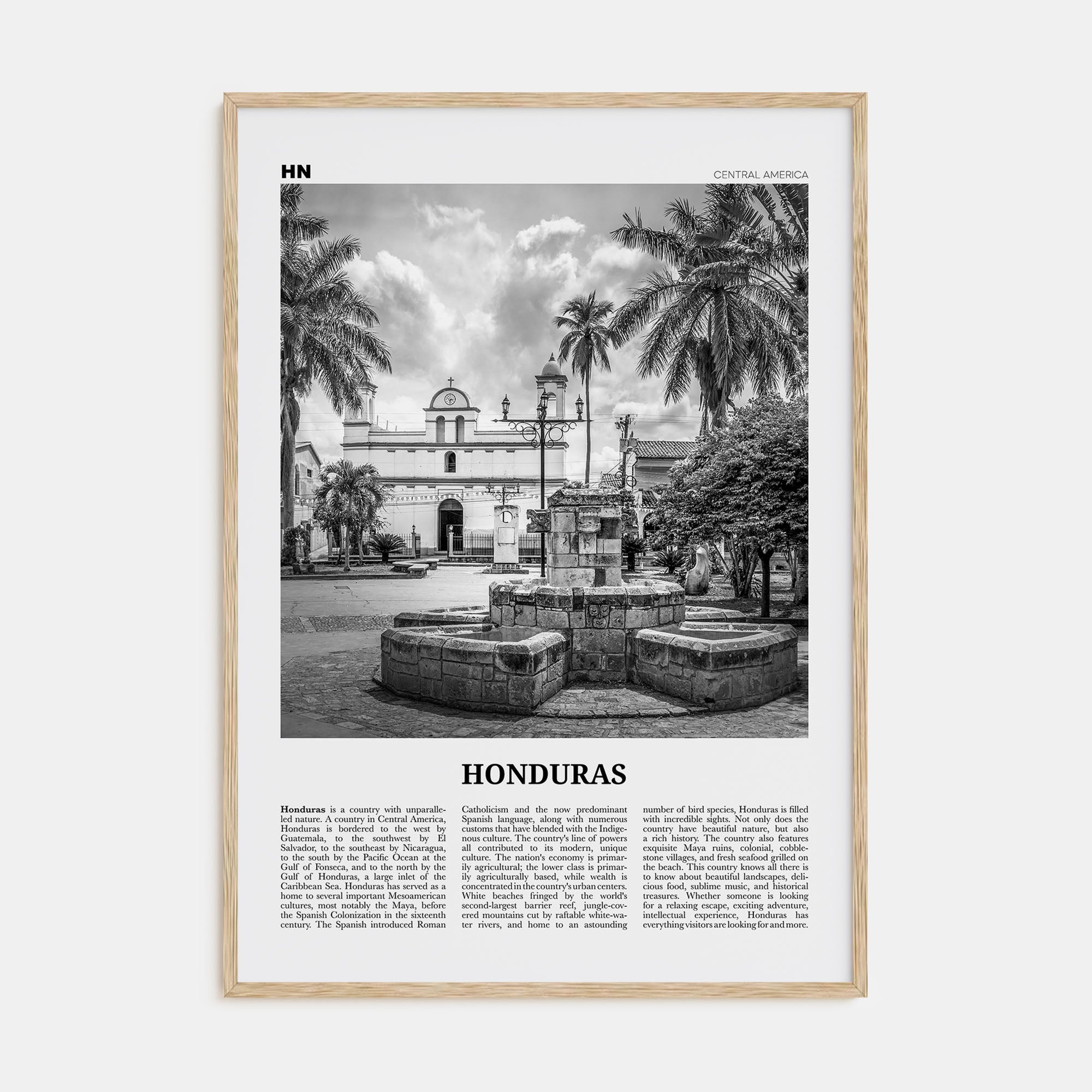 Honduras Travel B&W No 2 Poster