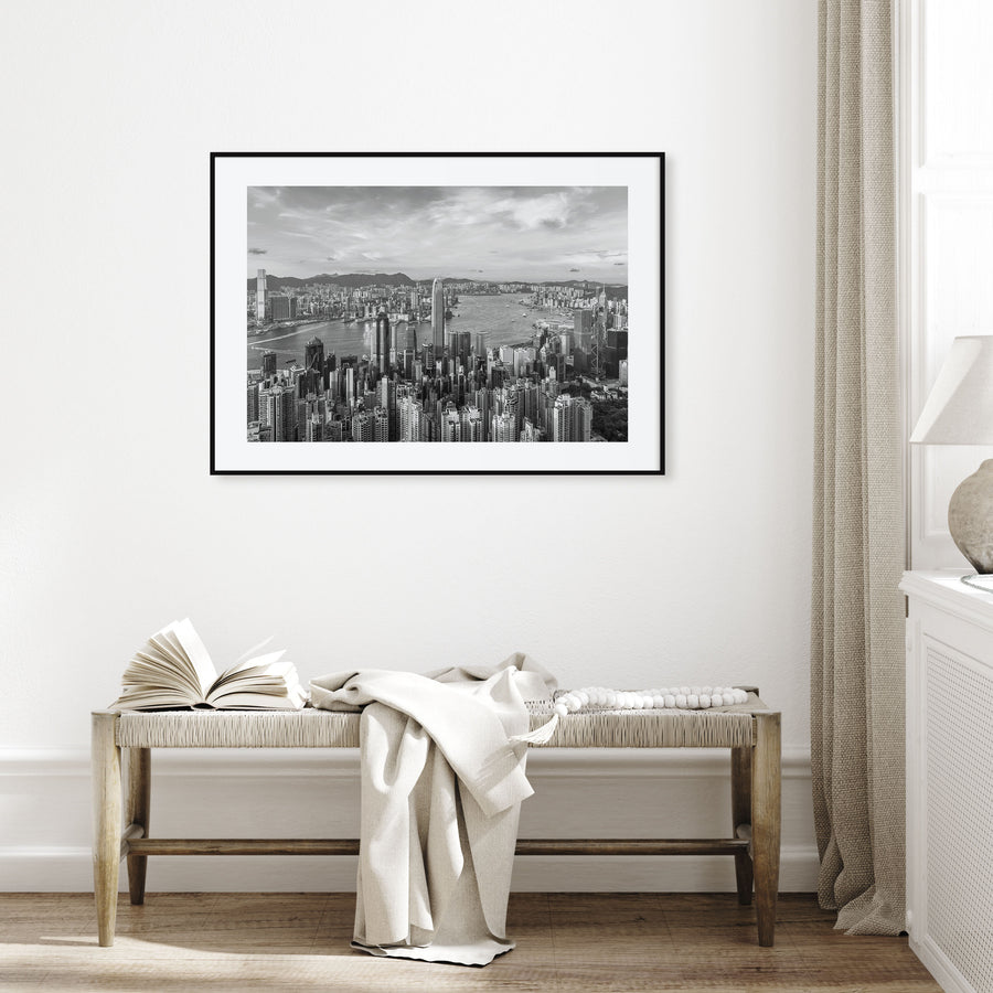 Hong Kong Landscape B&W Poster