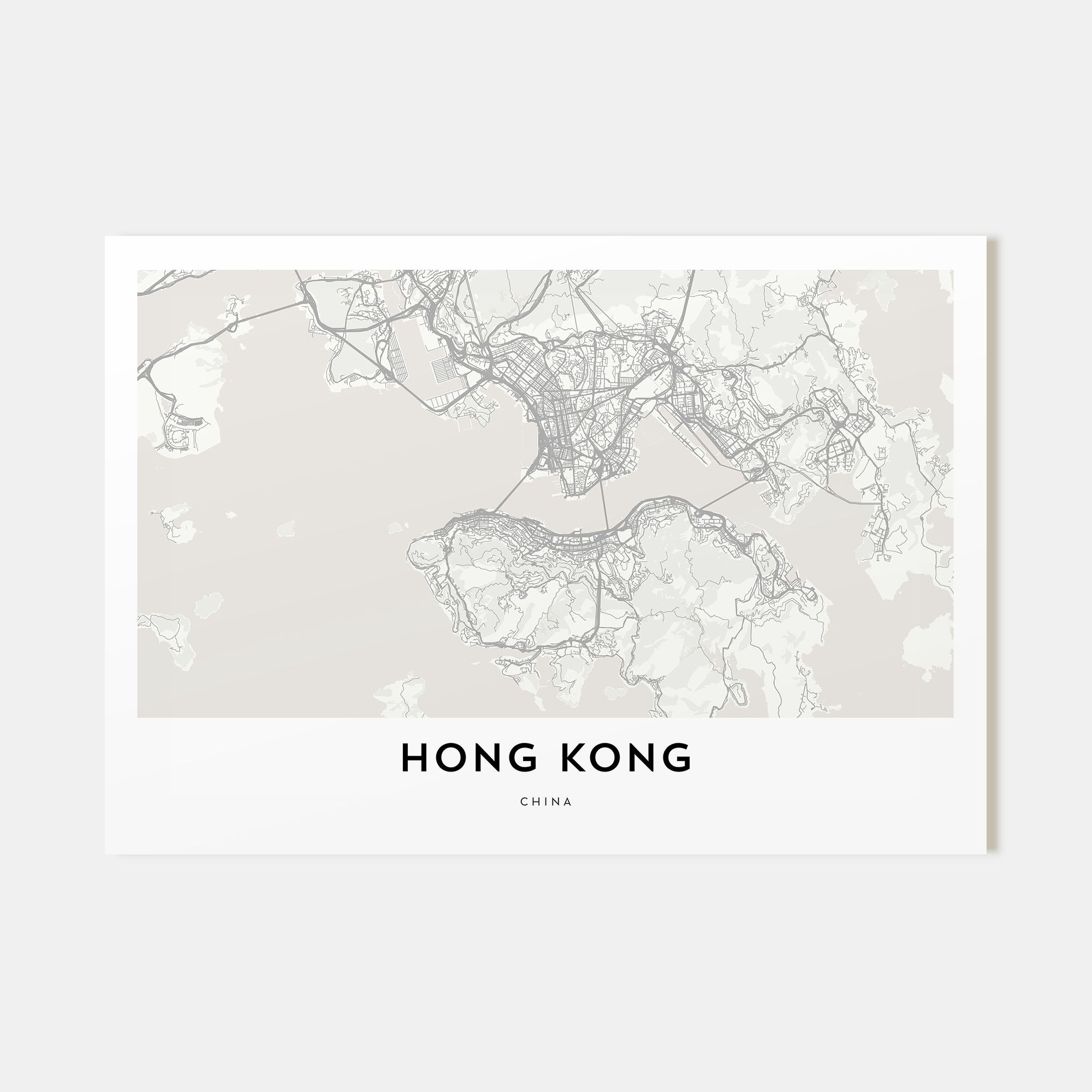 Hong Kong Map Landscape Poster