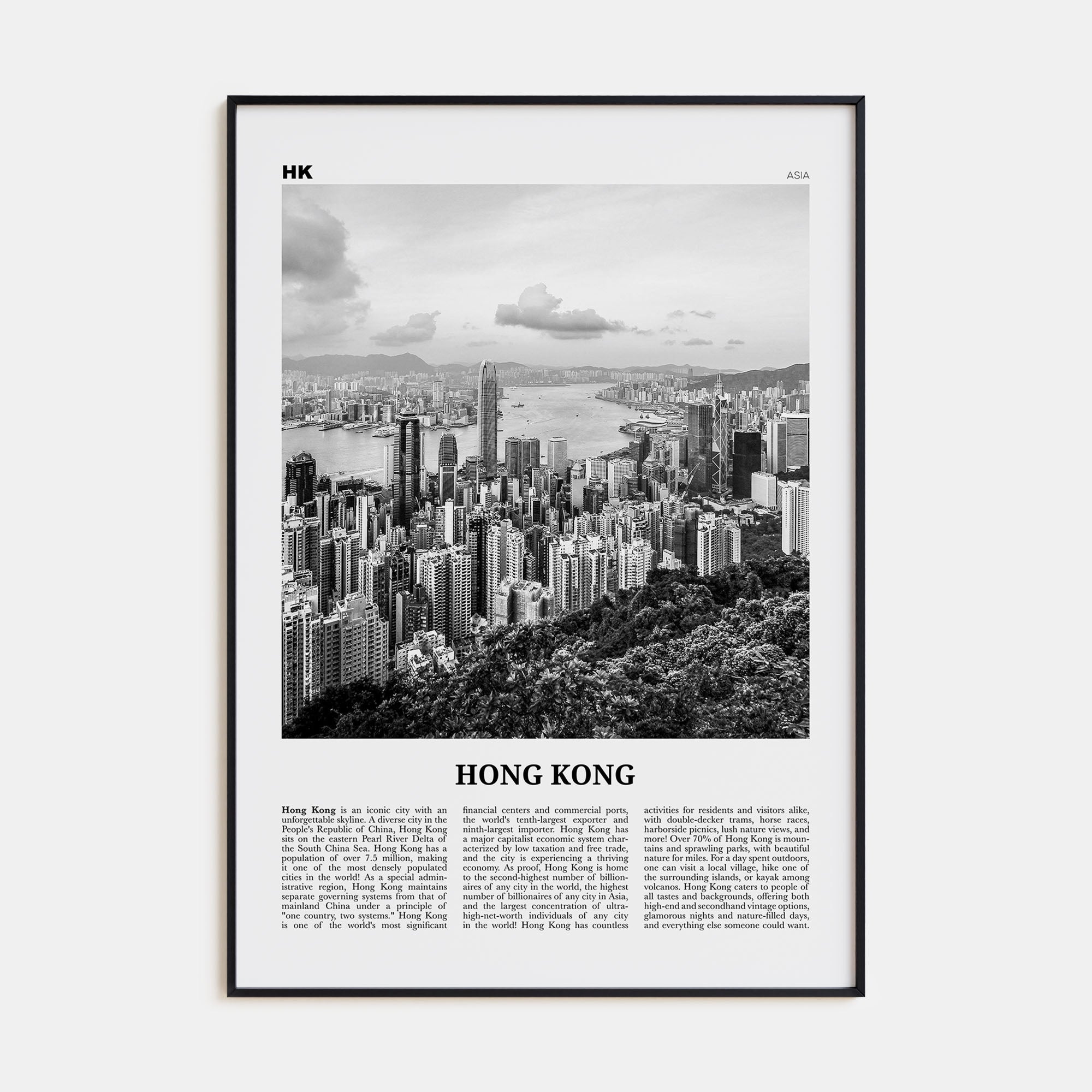 Hong Kong Travel B&W No 1 Poster