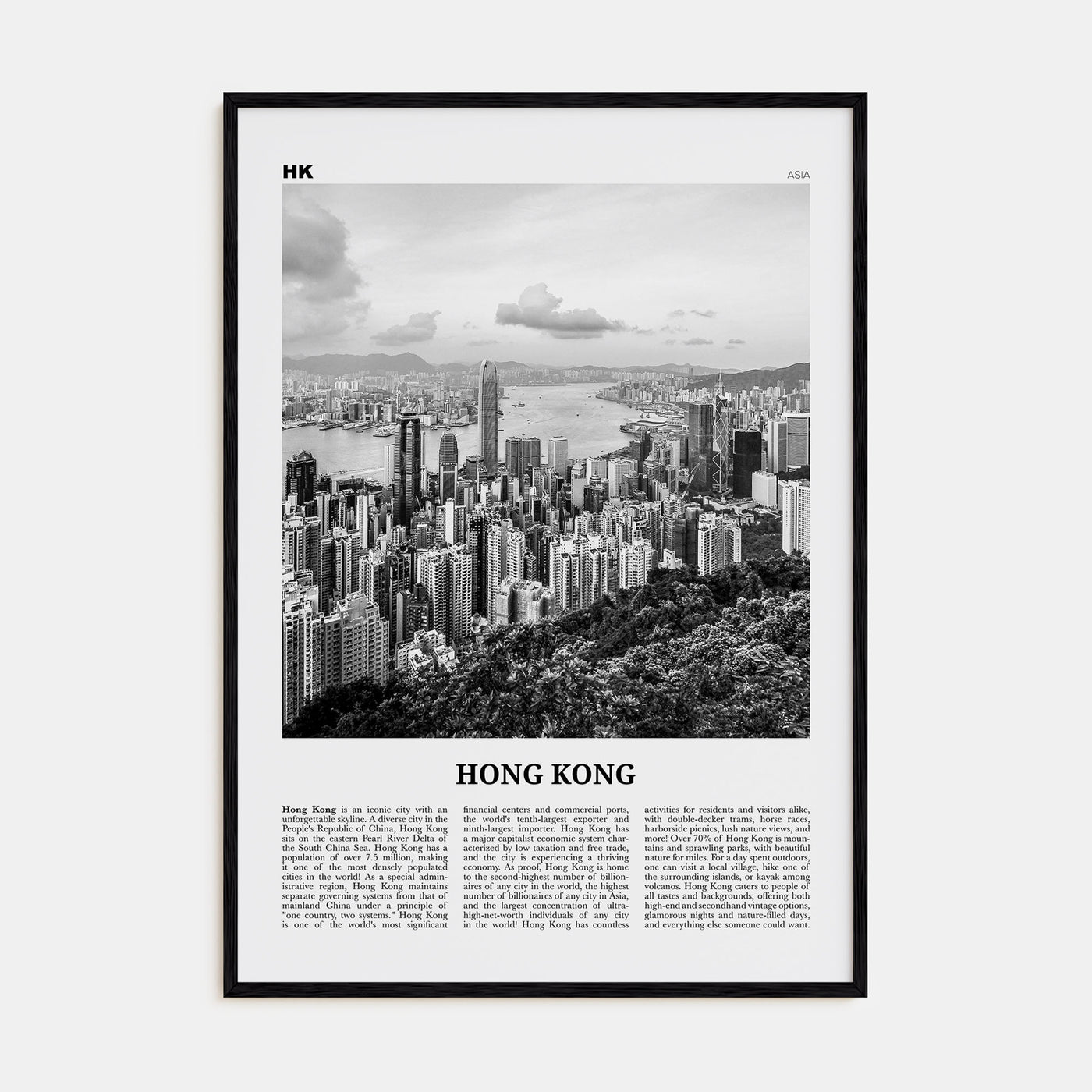 Hong Kong Travel B&W No 1 Poster