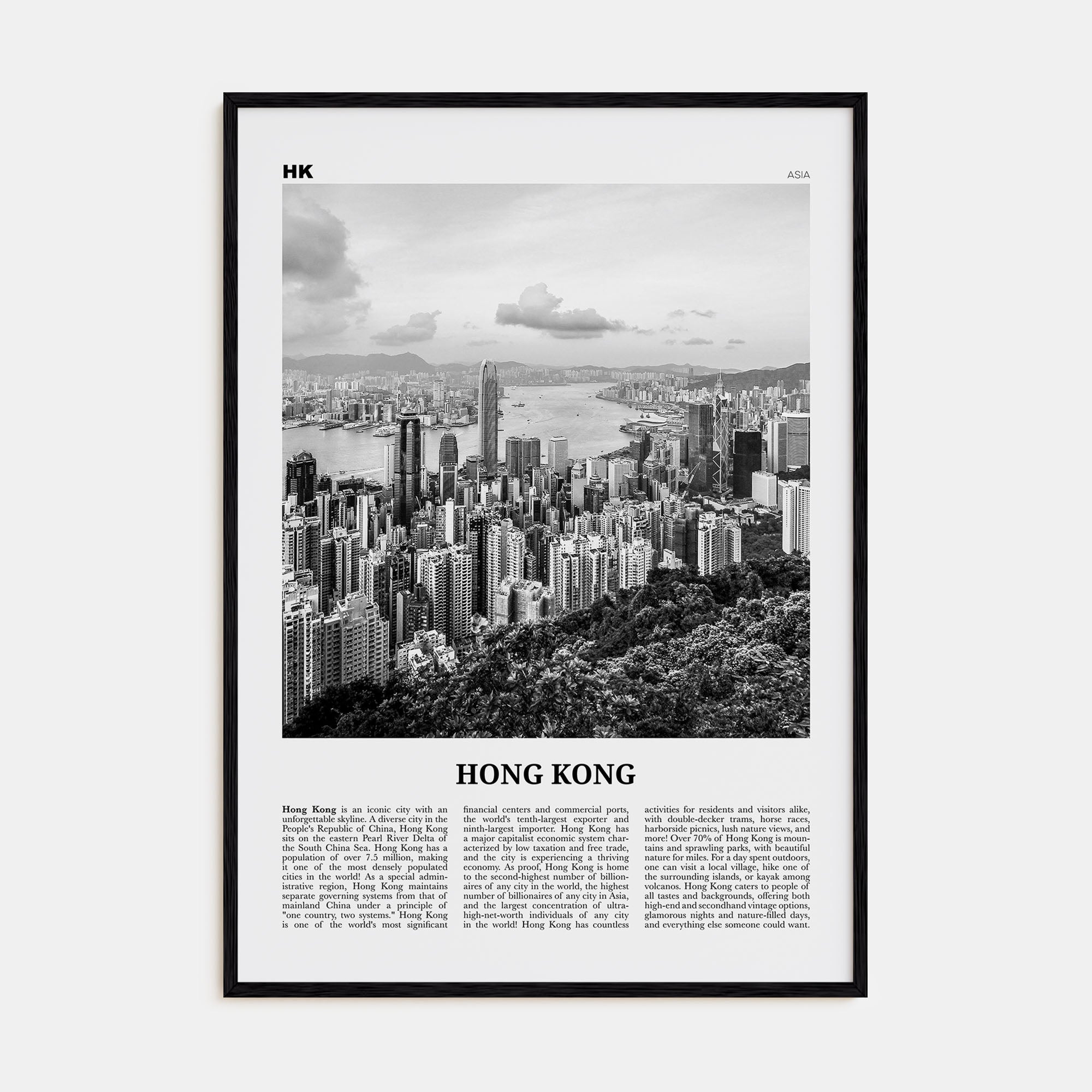 Hong Kong Travel B&W No 1 Poster