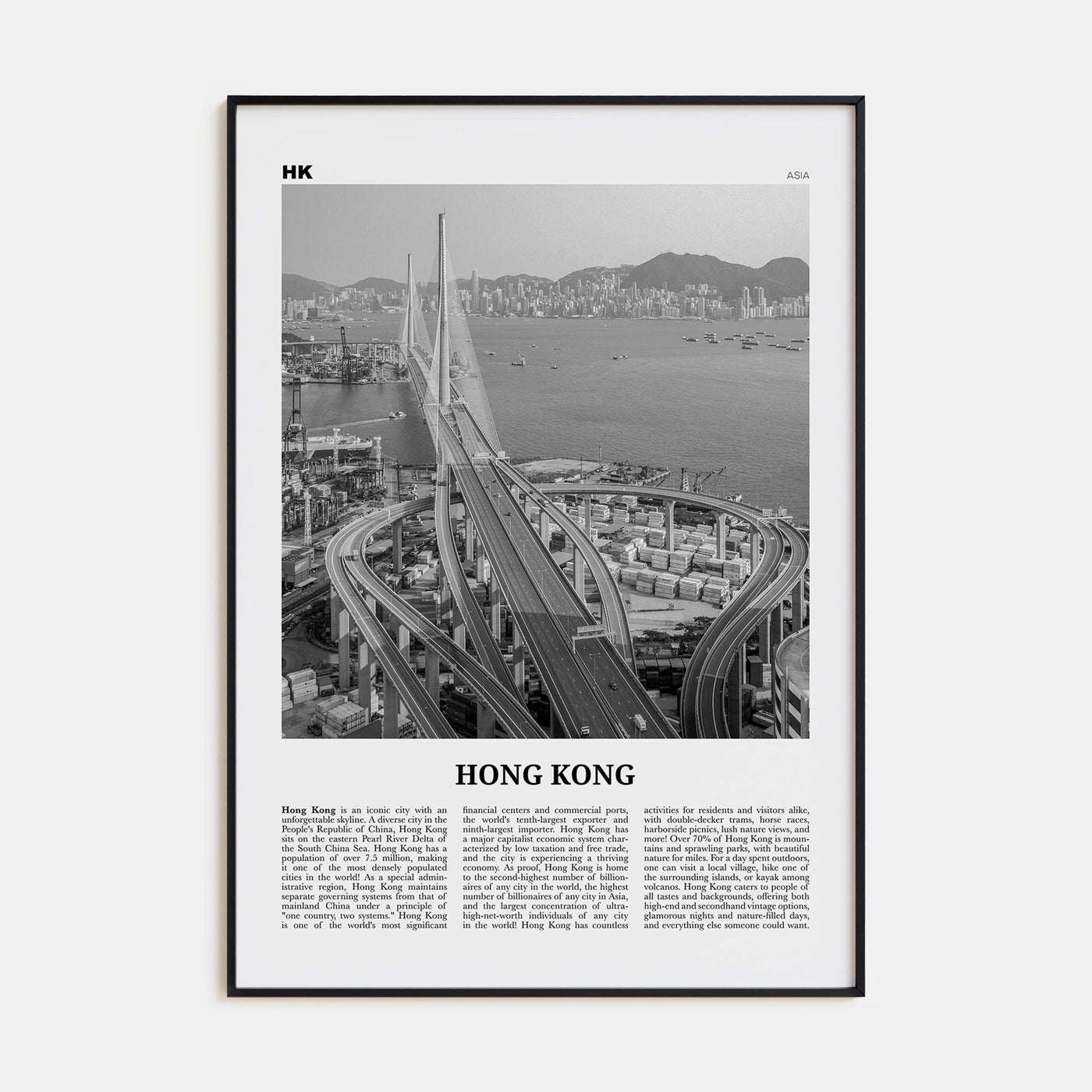 Hong Kong Travel B&W No 3 Poster