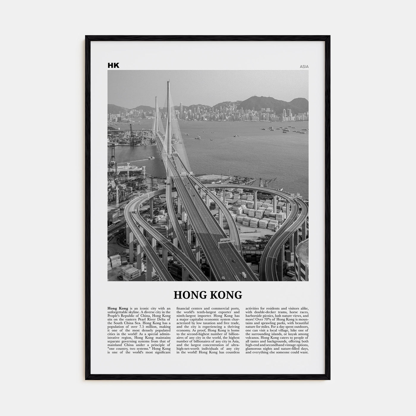 Hong Kong Travel B&W No 3 Poster