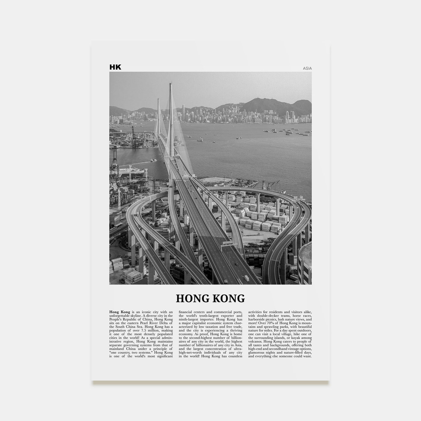 Hong Kong Travel B&W No 3 Poster