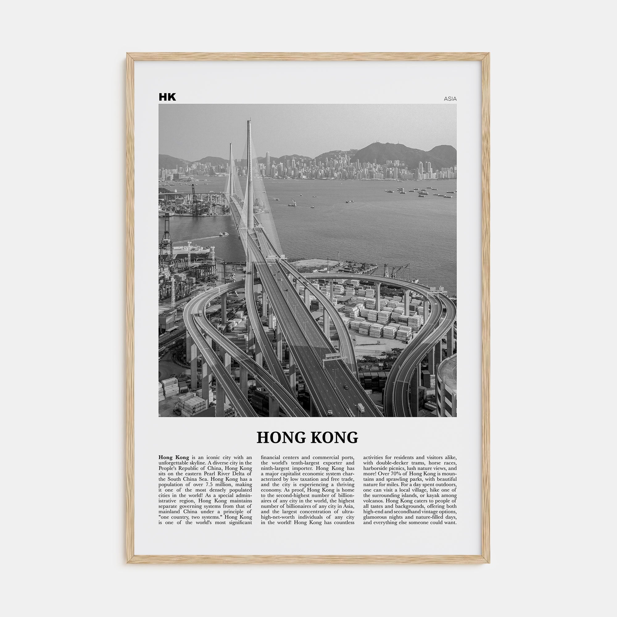 Hong Kong Travel B&W No 3 Poster