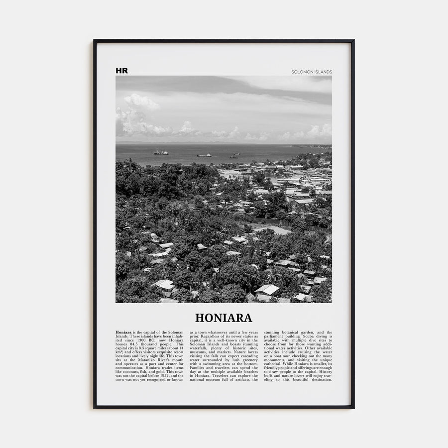 Honiara Travel B&W Poster