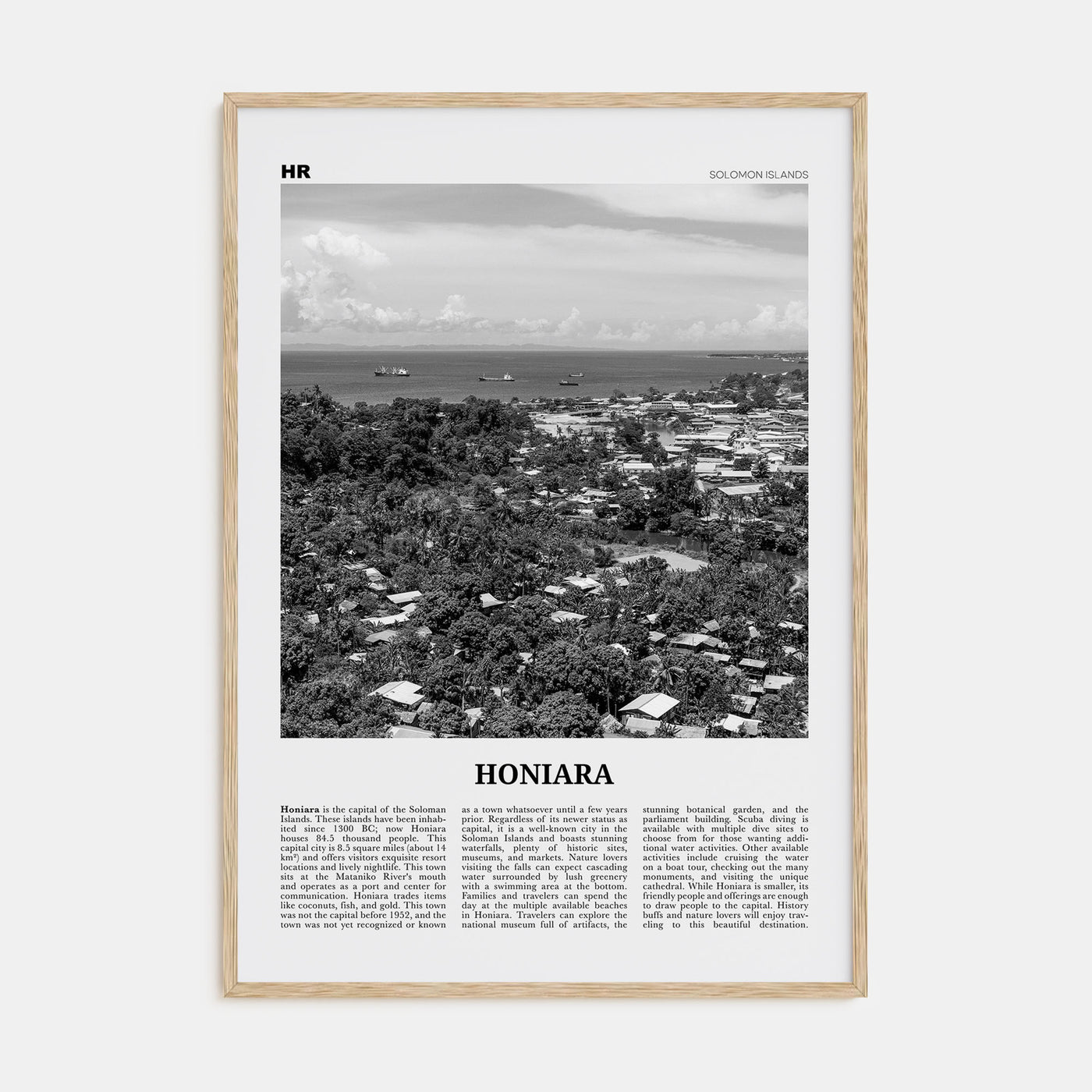 Honiara Travel B&W Poster