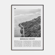 Honolulu County Travel B&W Poster