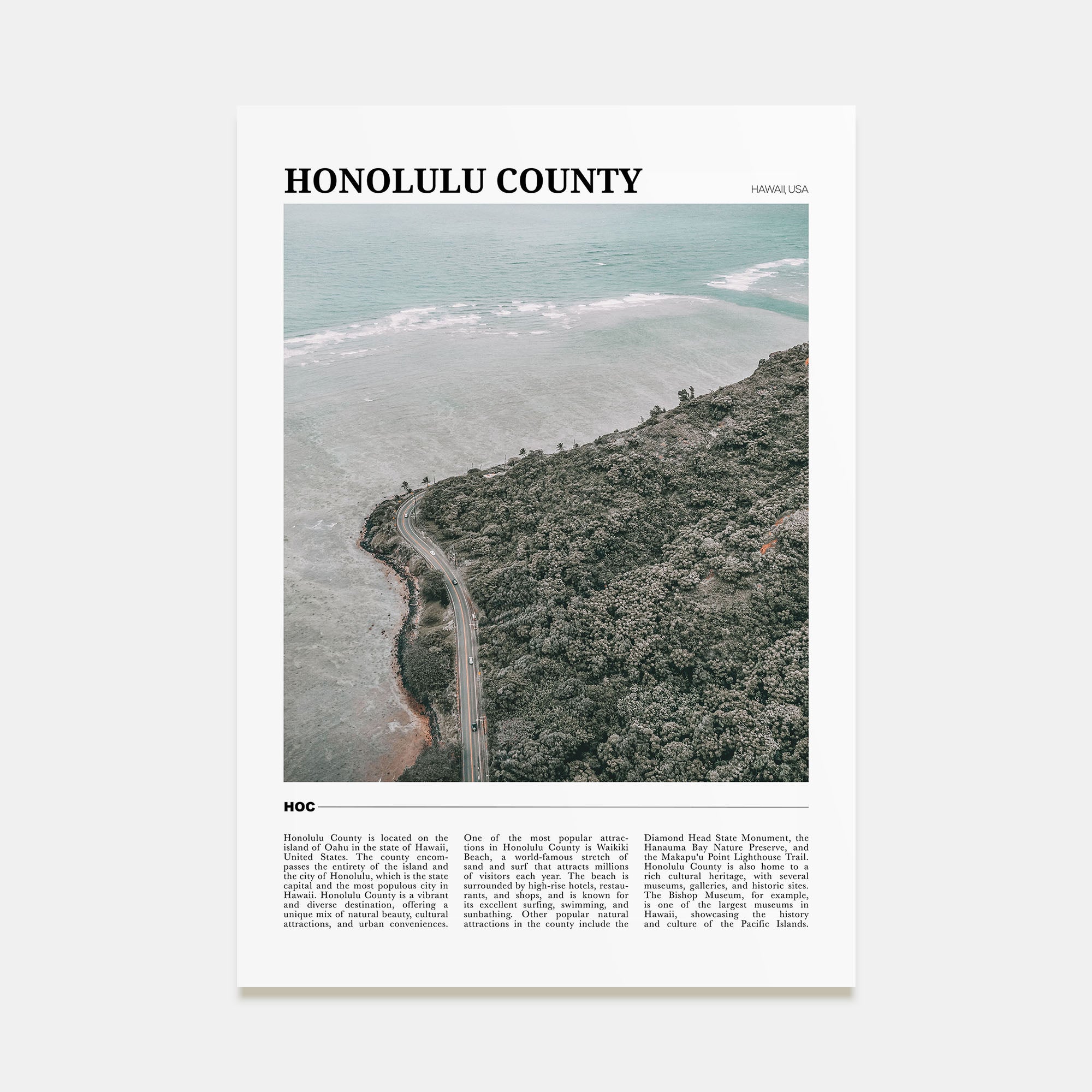 Honolulu County Travel Color Poster