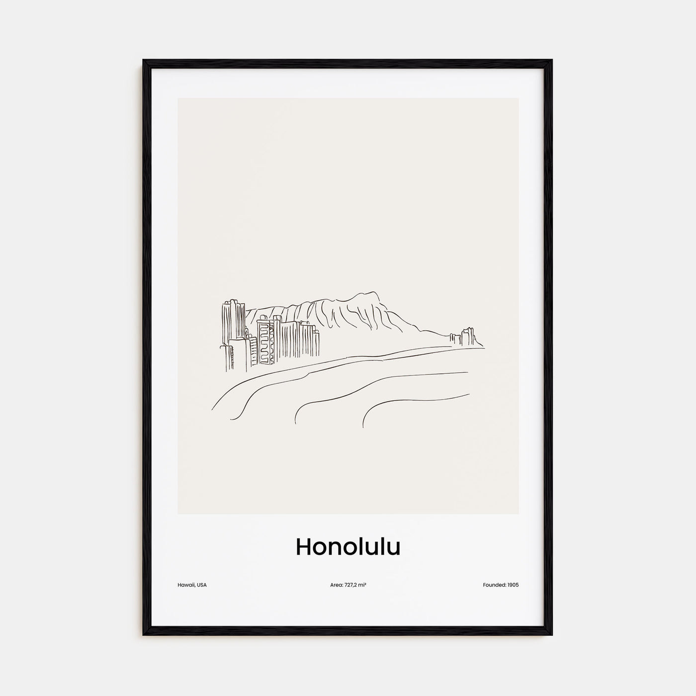 Honolulu Drawn Poster