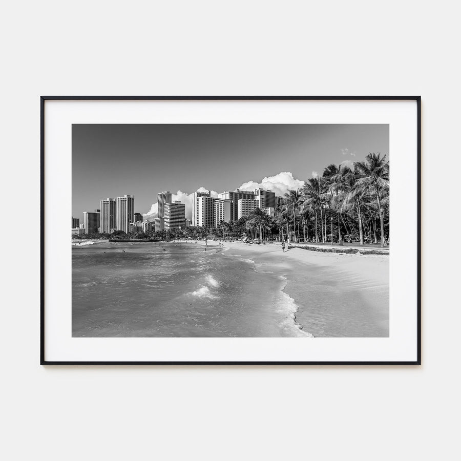 Honolulu Landscape B&W Poster
