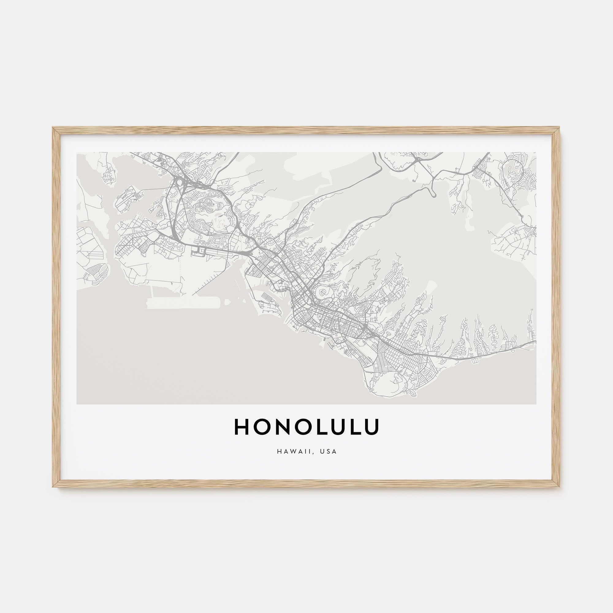 Honolulu Map Landscape Poster