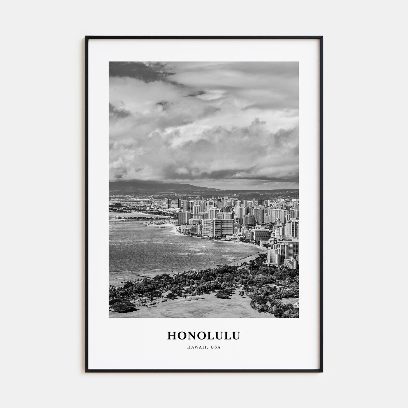 Honolulu Portrait B&W No 1 Poster
