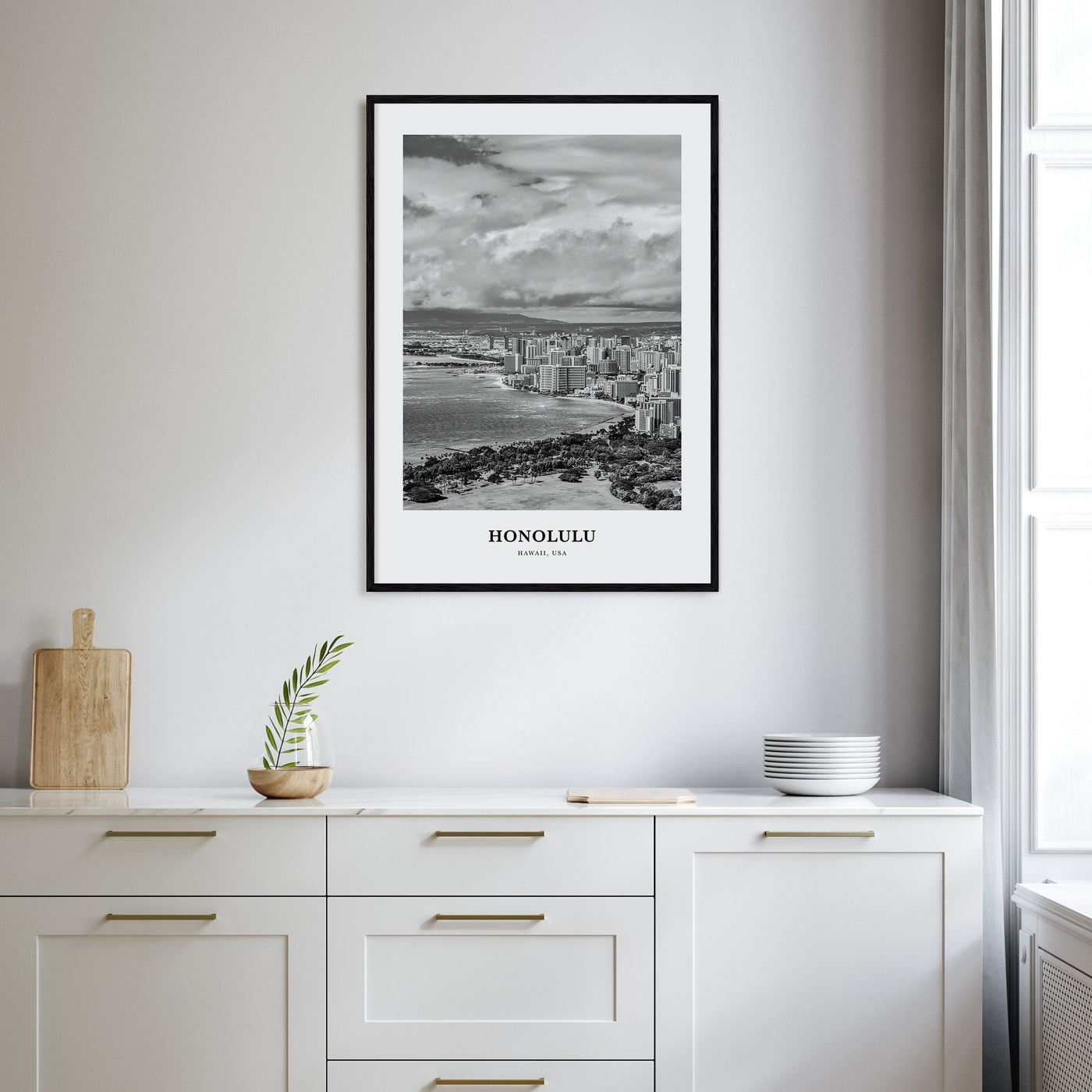 Honolulu Portrait B&W No 1 Poster
