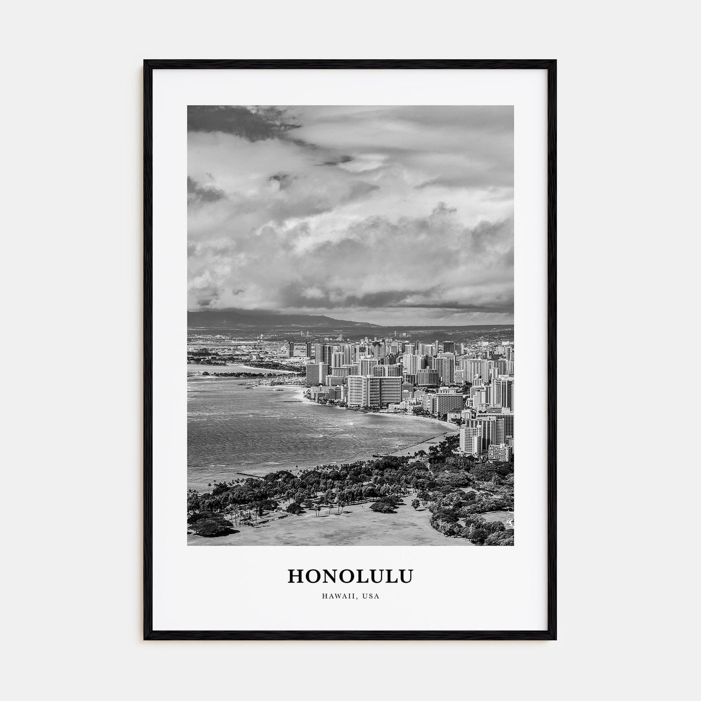 Honolulu Portrait B&W No 1 Poster