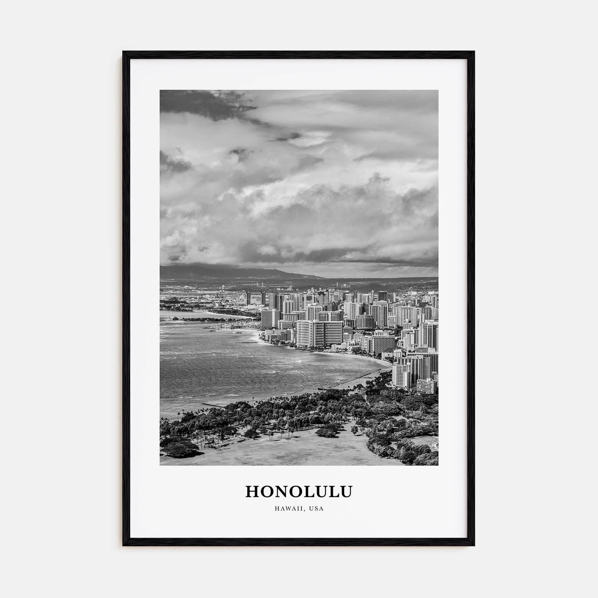 Honolulu Portrait B&W No 1 Poster