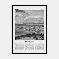 Honolulu Travel B&W No 2 Poster