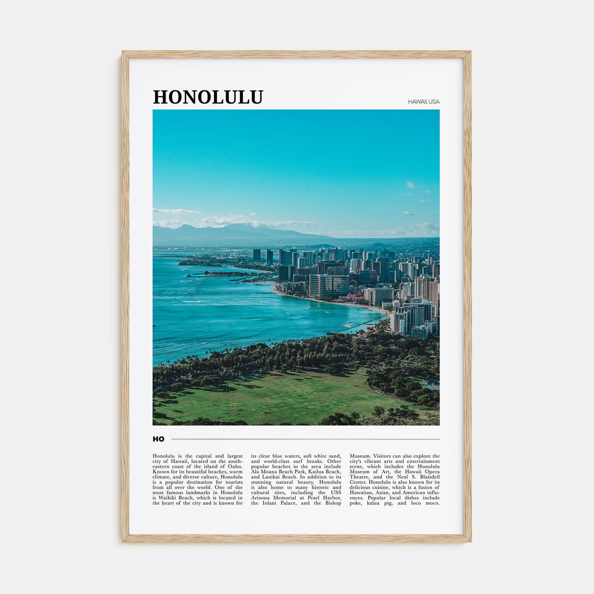 Honolulu Travel Color Poster