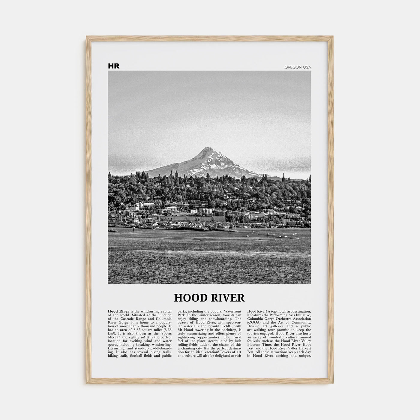 Hood River Travel B&W Poster