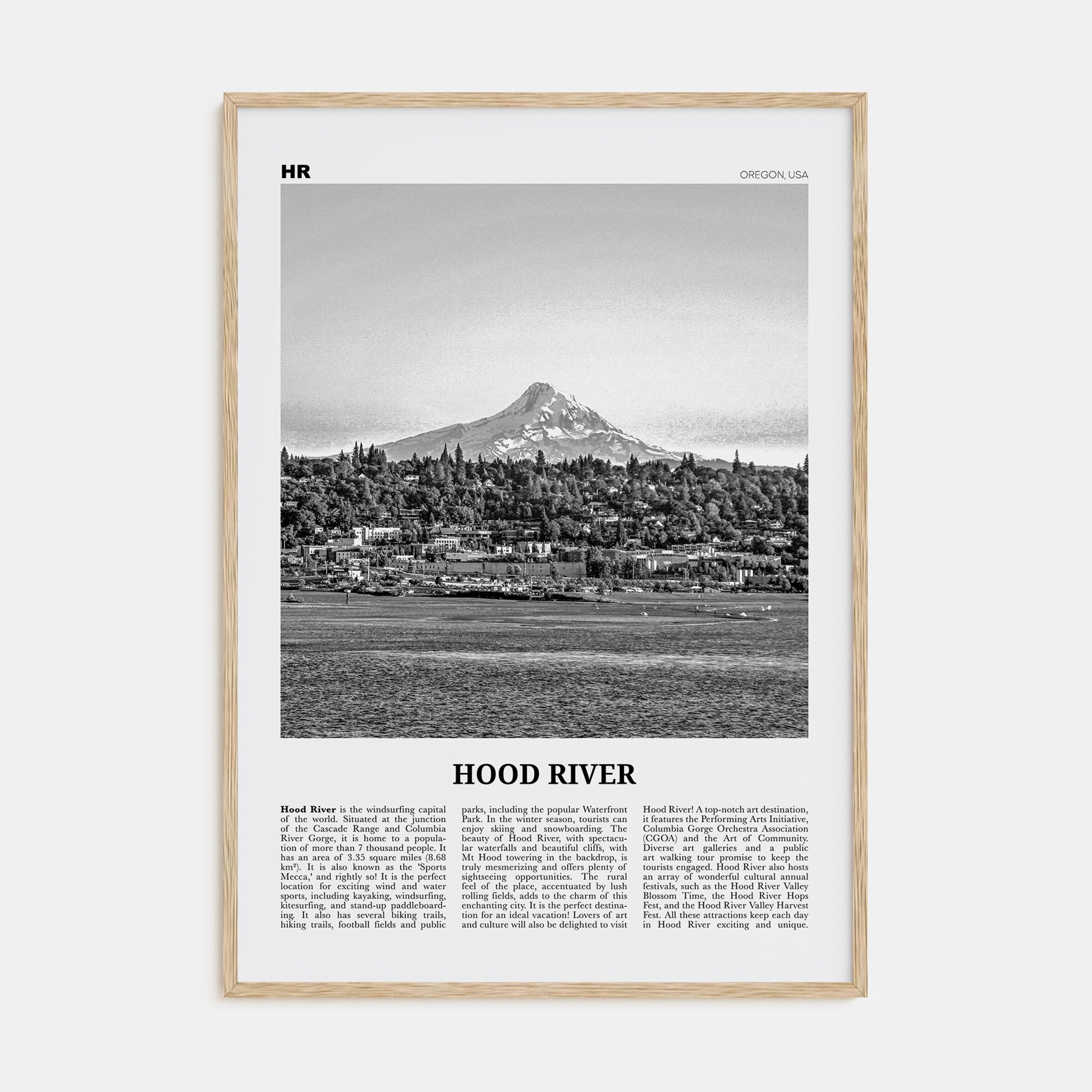 Hood River Travel B&W Poster