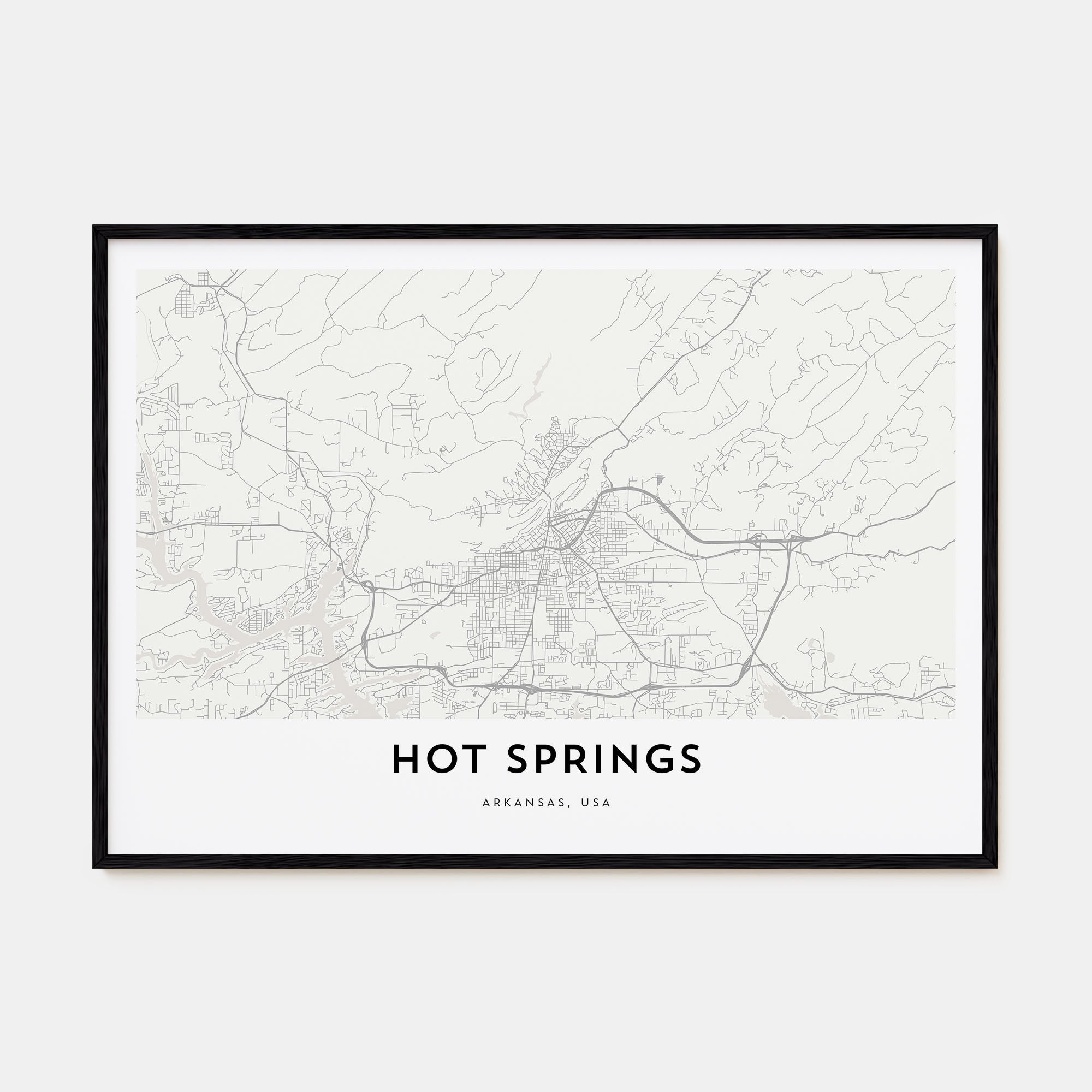 Hot Springs Map Landscape Poster