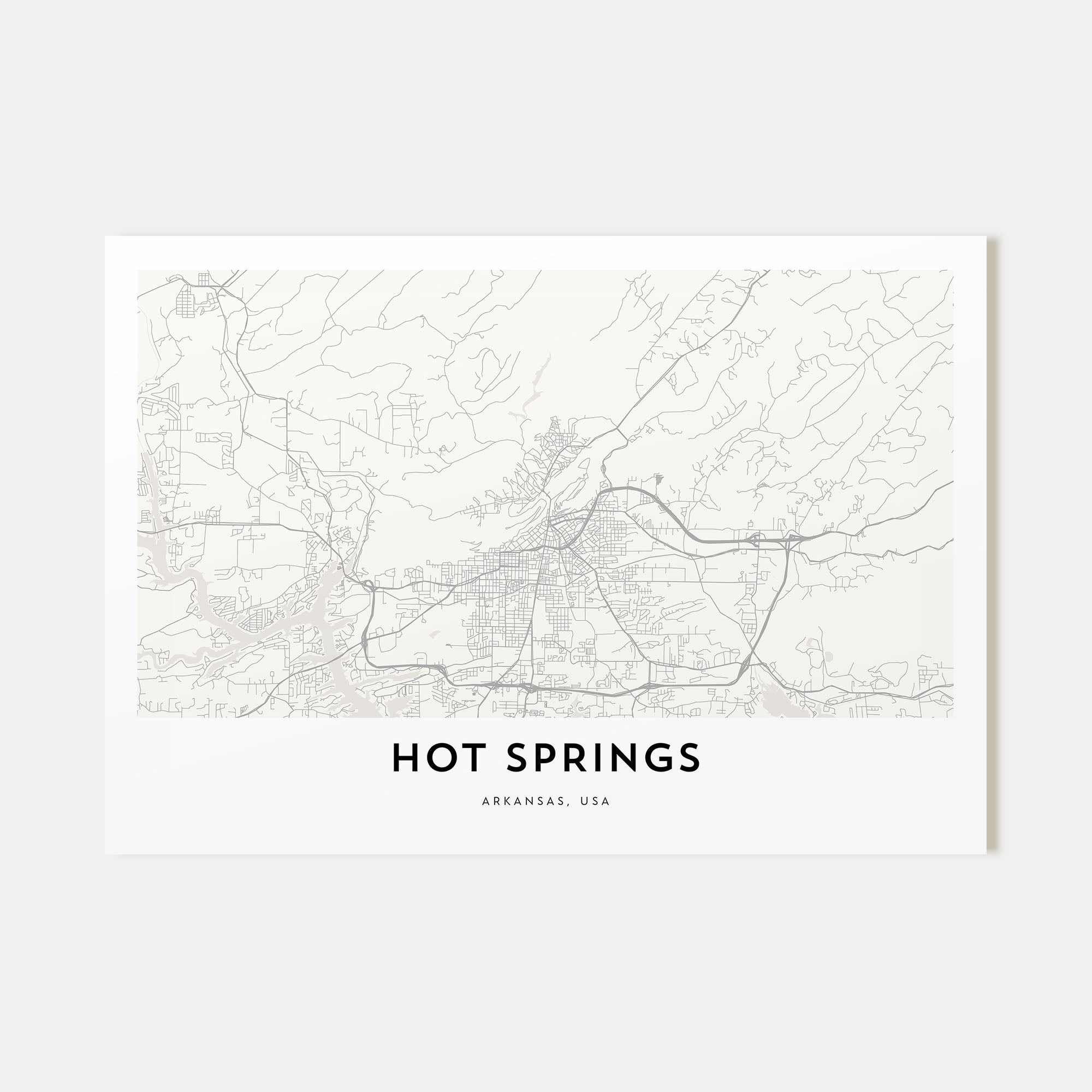Hot Springs Map Landscape Poster
