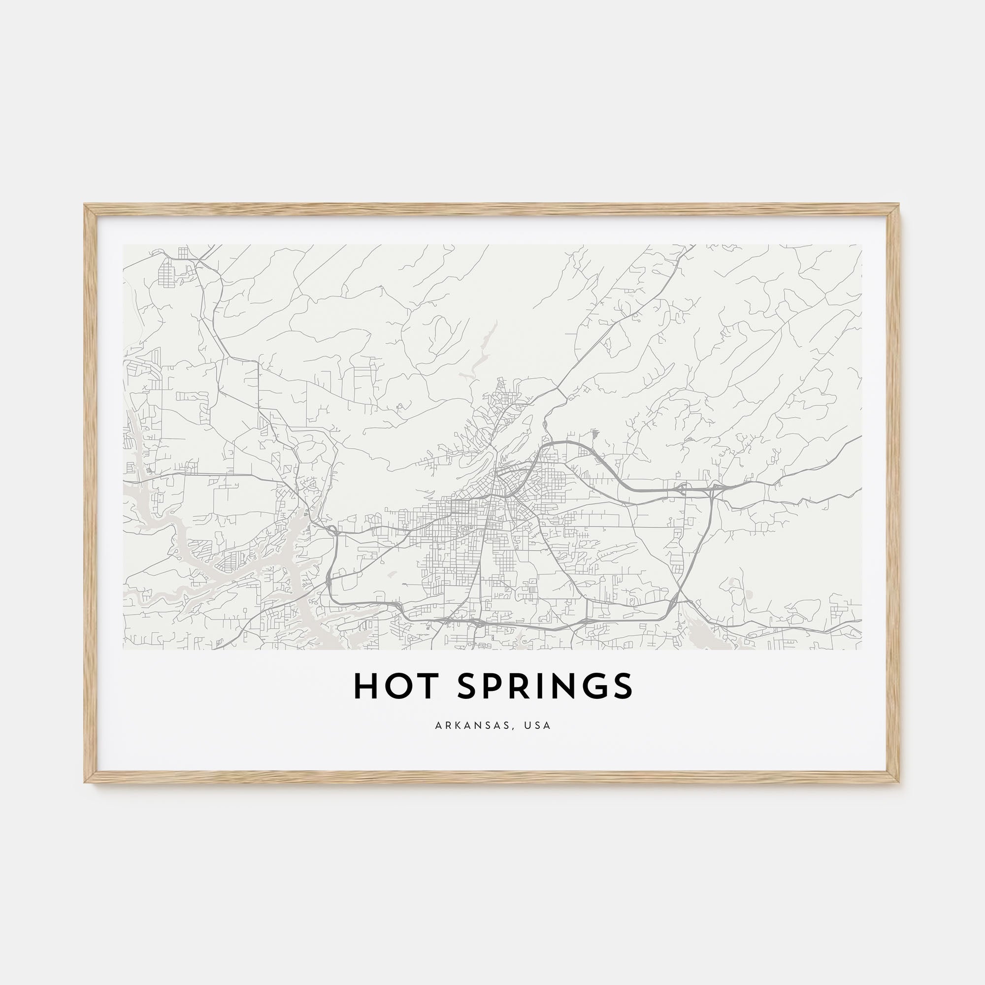 Hot Springs Map Landscape Poster