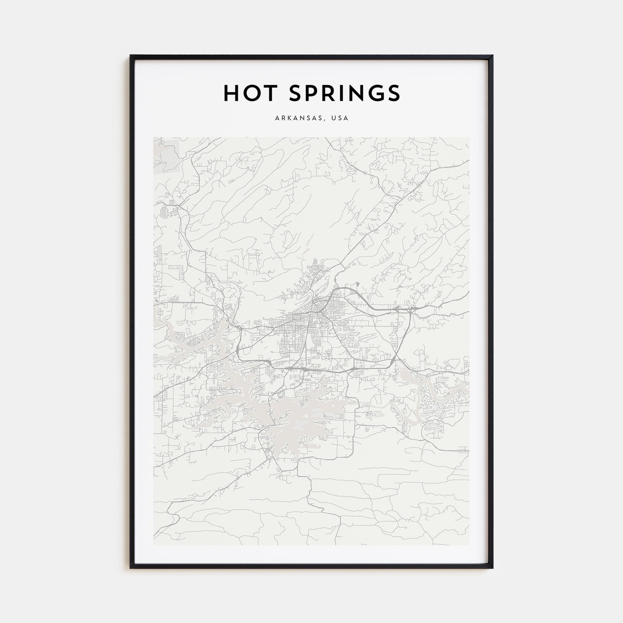 Hot Springs Map Portrait Poster