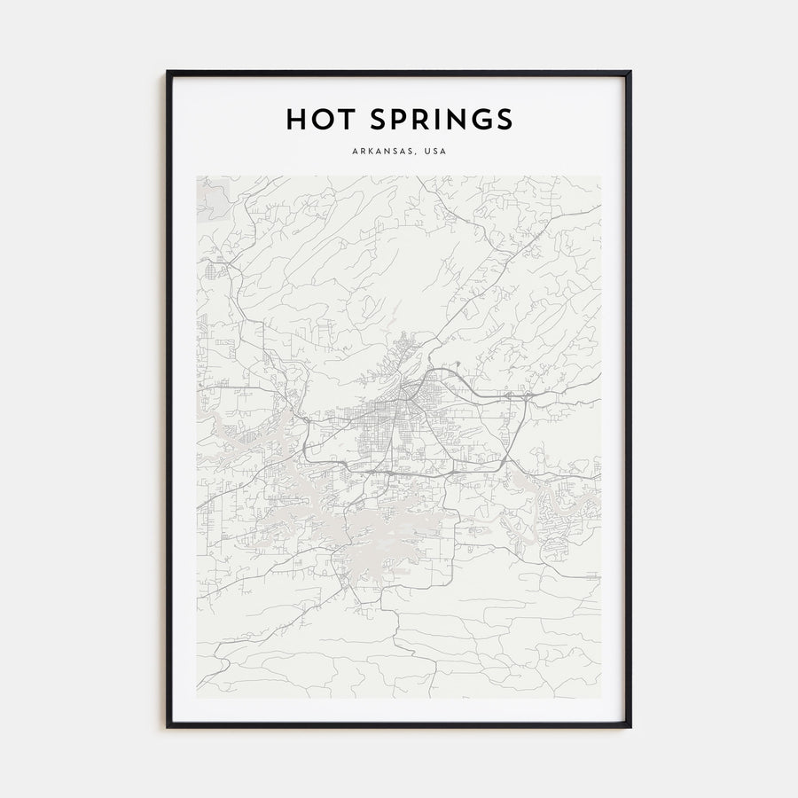 Hot Springs Map Portrait Poster