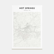 Hot Springs Map Portrait Poster