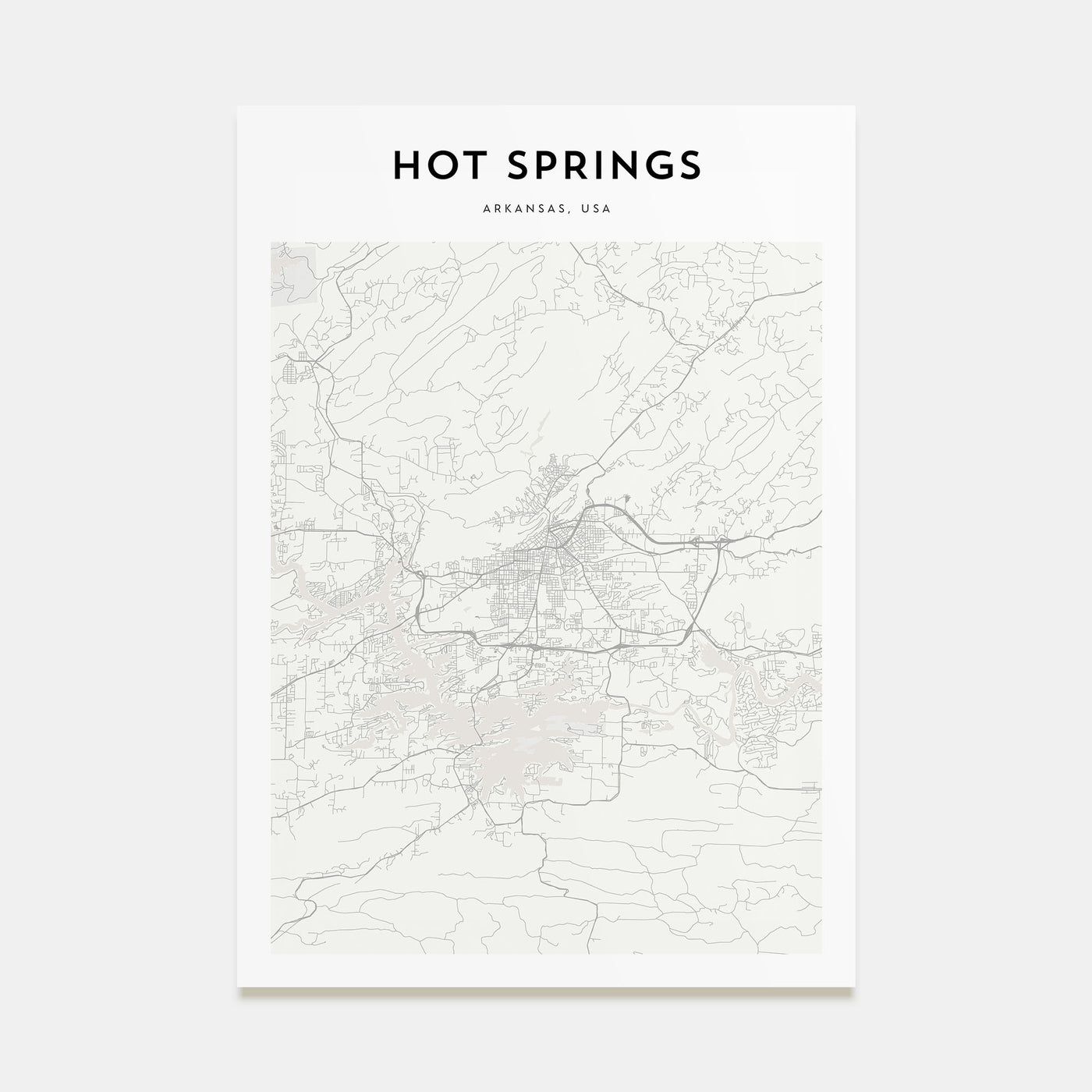 Hot Springs Map Portrait Poster