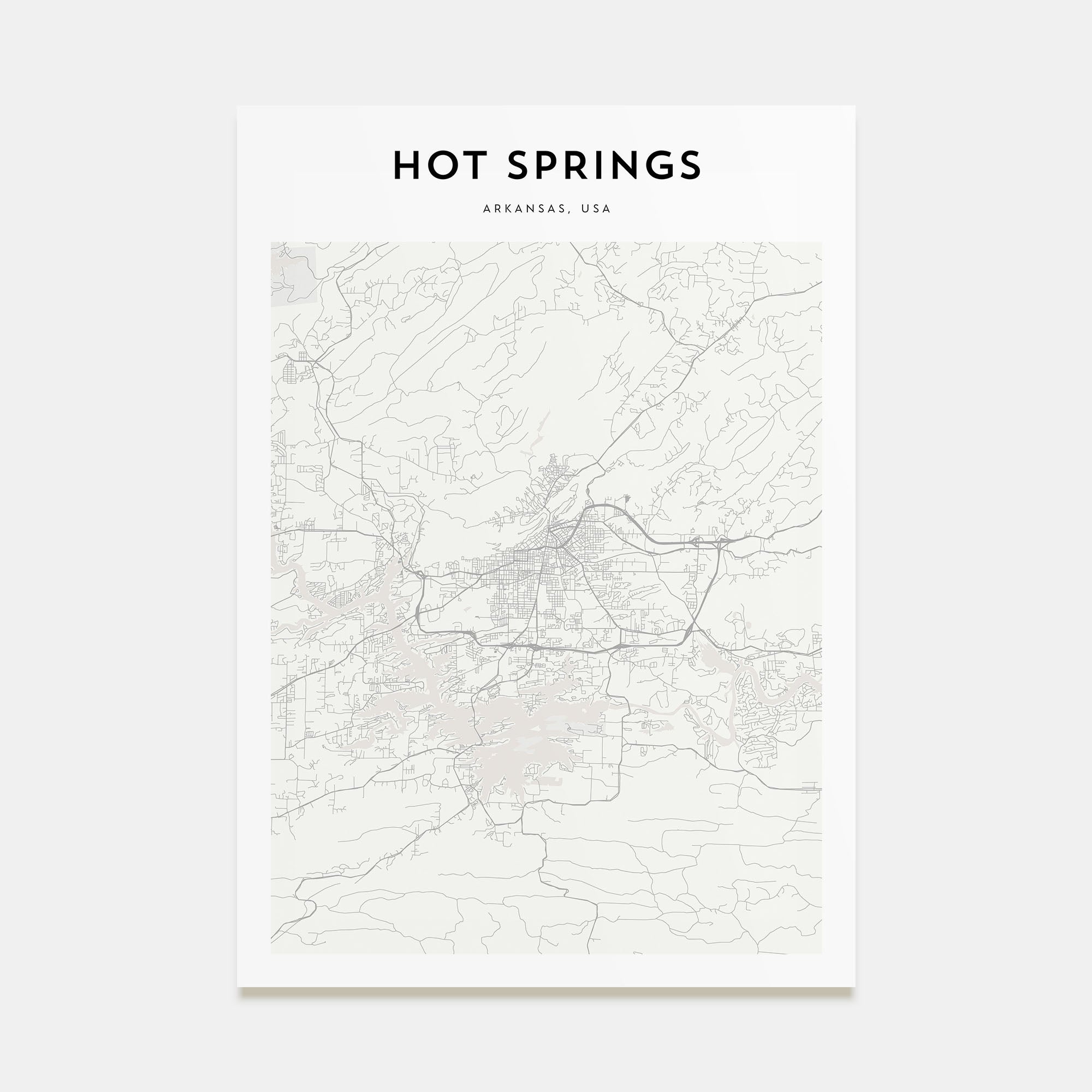 Hot Springs Map Portrait Poster