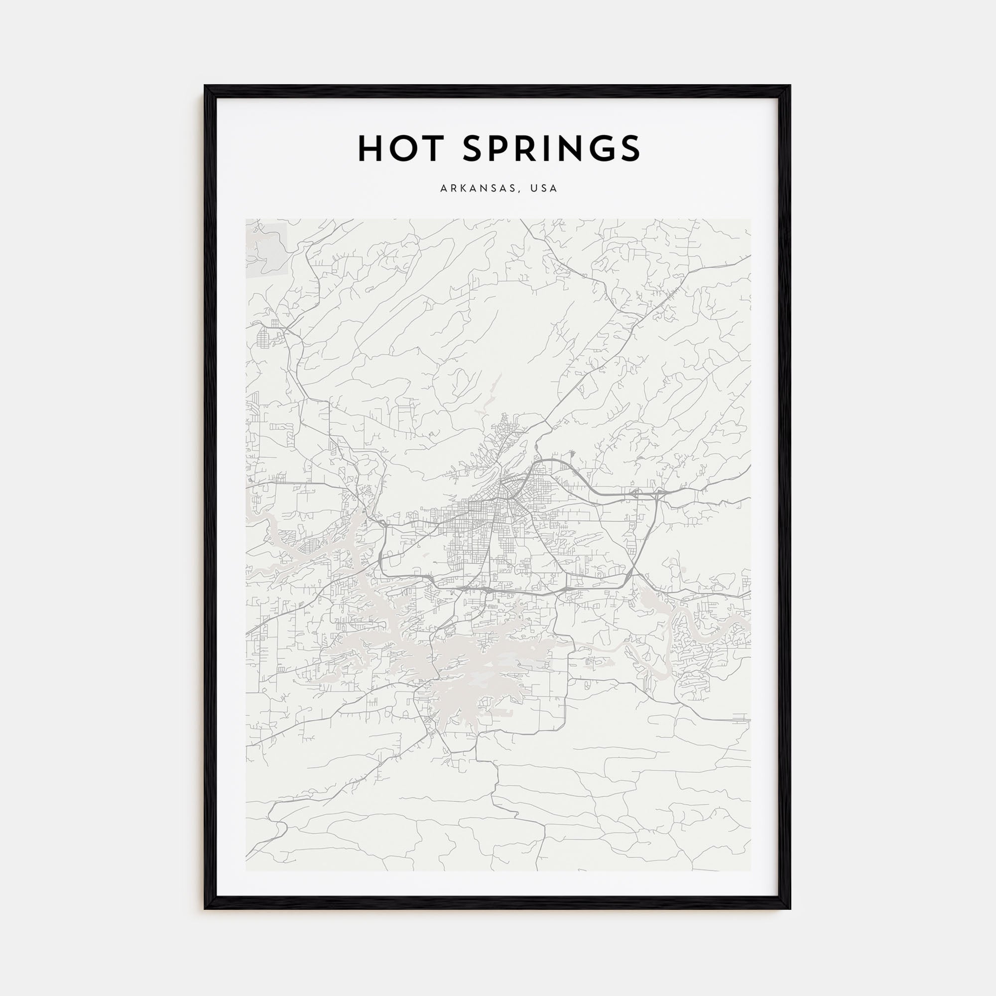Hot Springs Map Portrait Poster