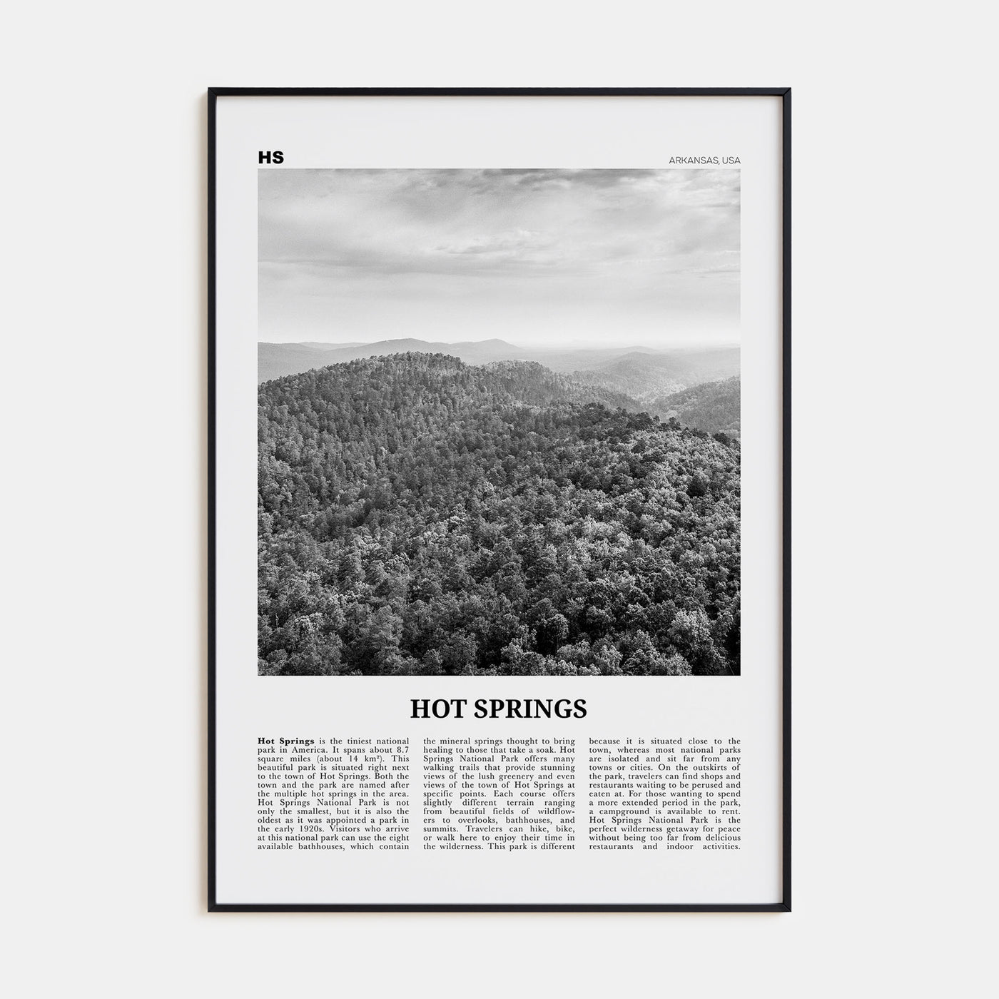 Hot Springs Travel B&W Poster