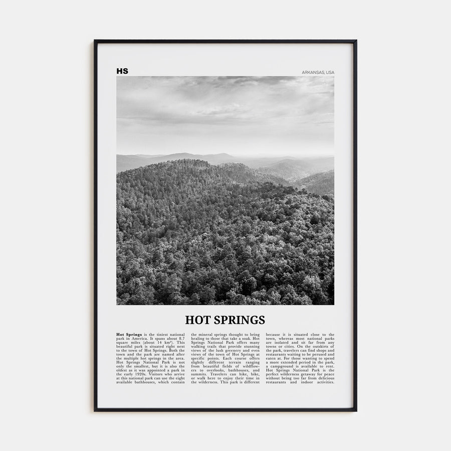 Hot Springs Travel B&W Poster