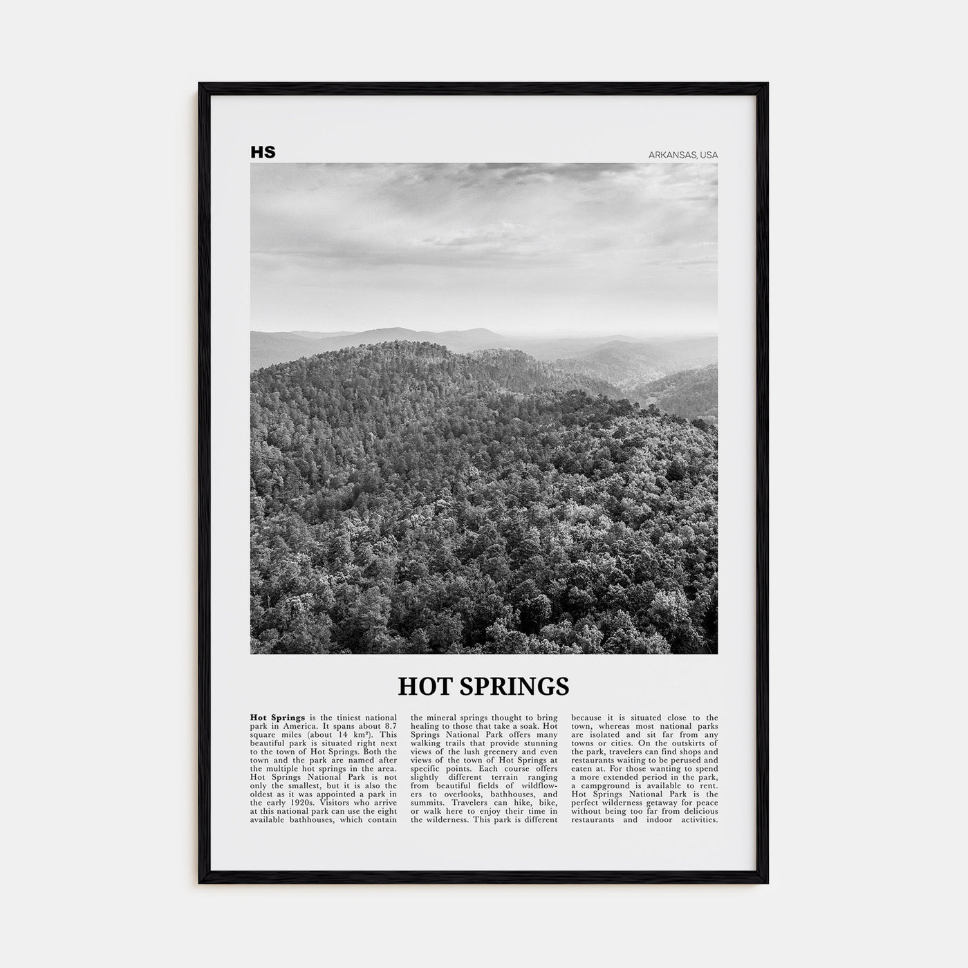 Hot Springs Travel B&W Poster
