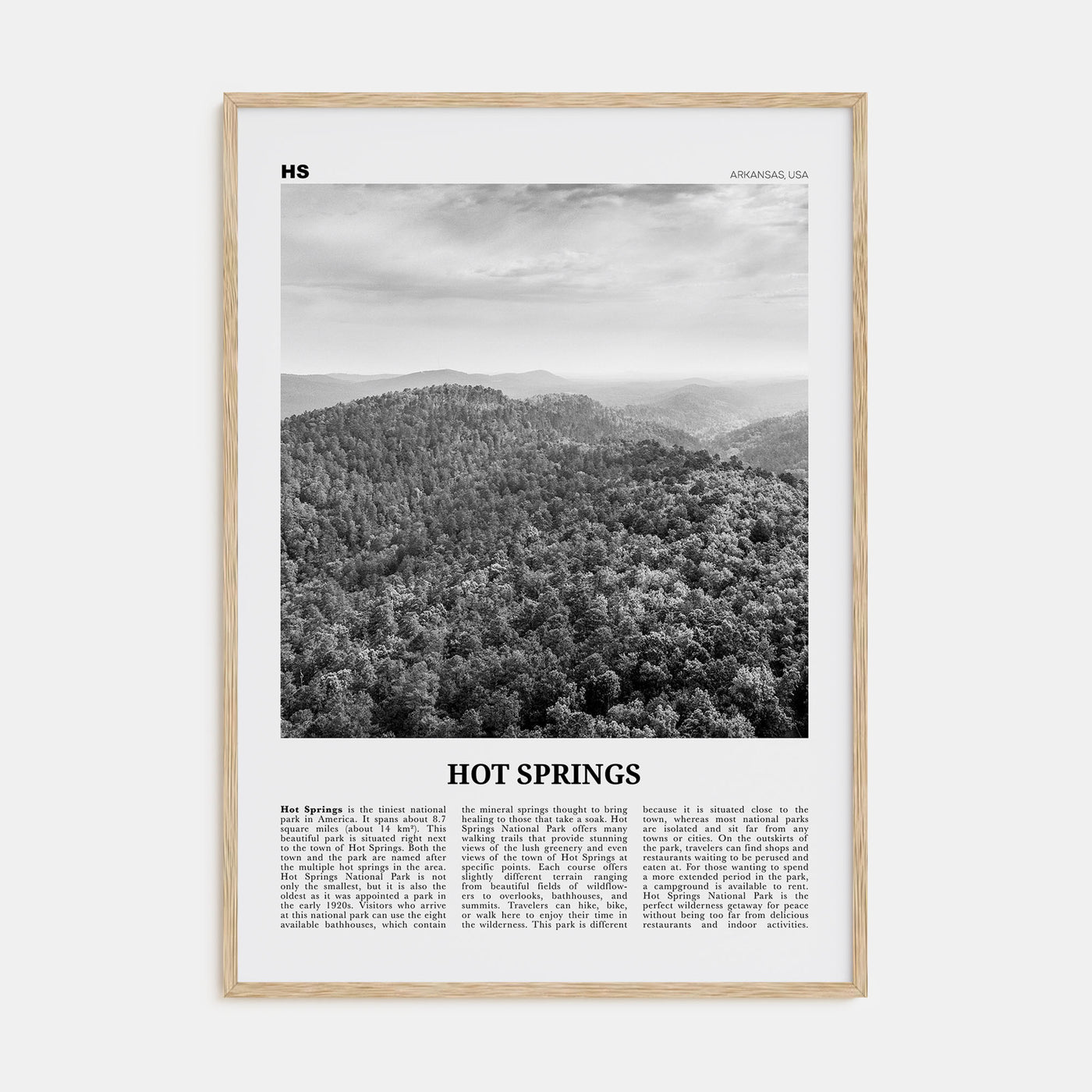 Hot Springs Travel B&W Poster