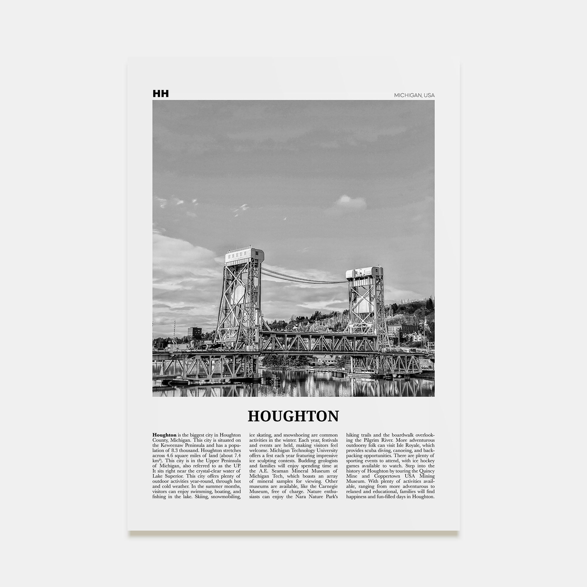 Houghton Travel B&W Poster