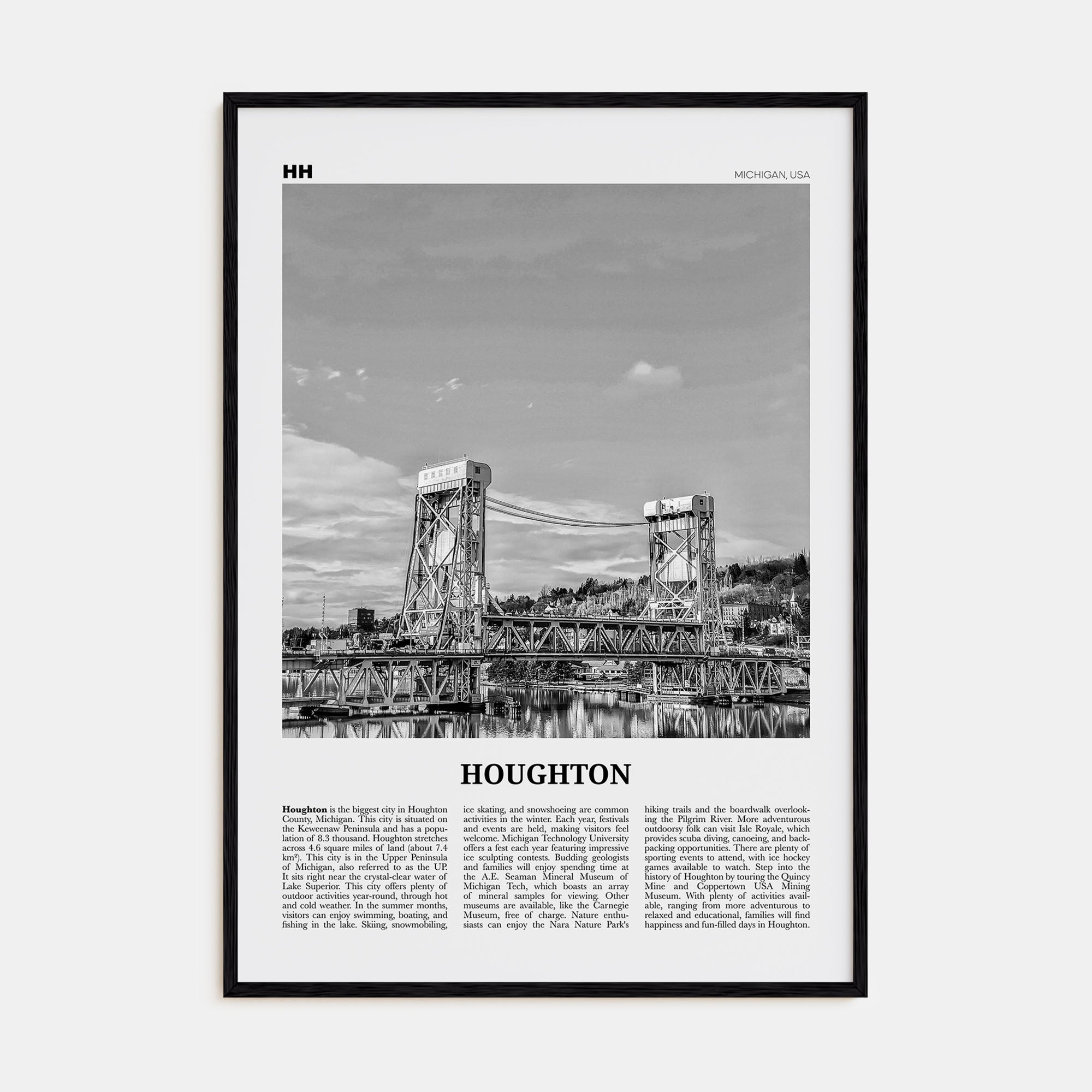 Houghton Travel B&W Poster