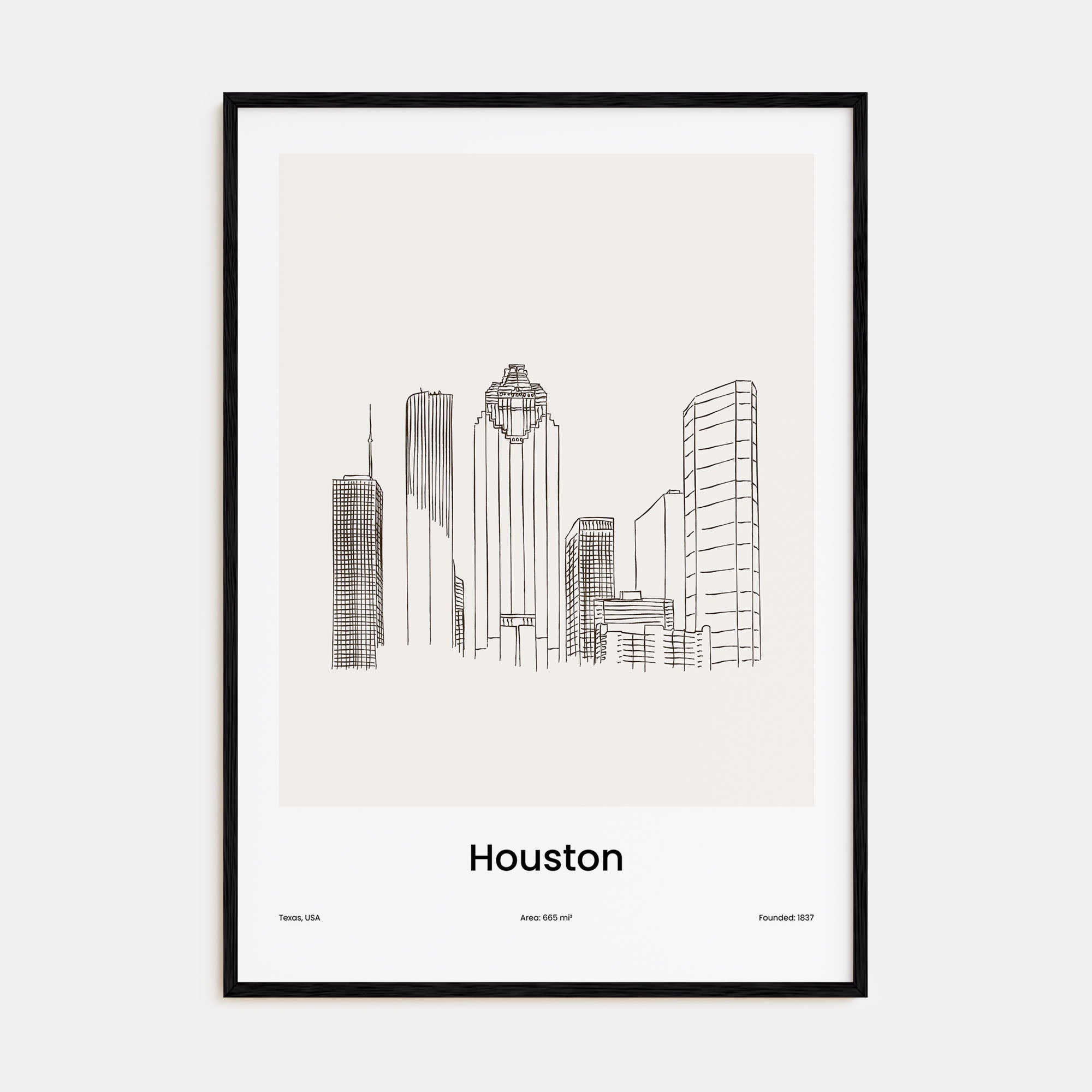 Houston Drawn Poster