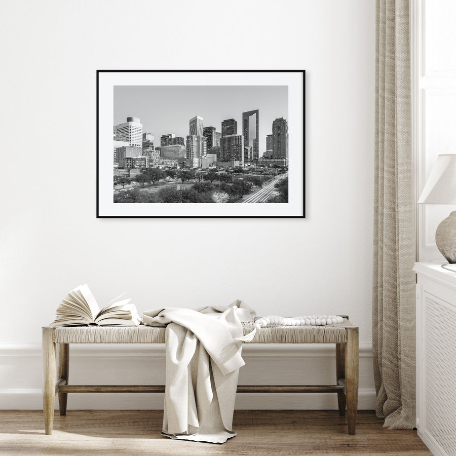 Houston Landscape B&W Poster
