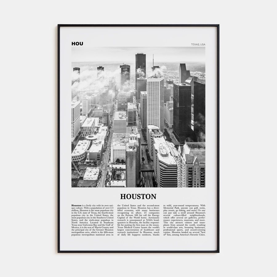 Houston Travel B&W No 1 Poster