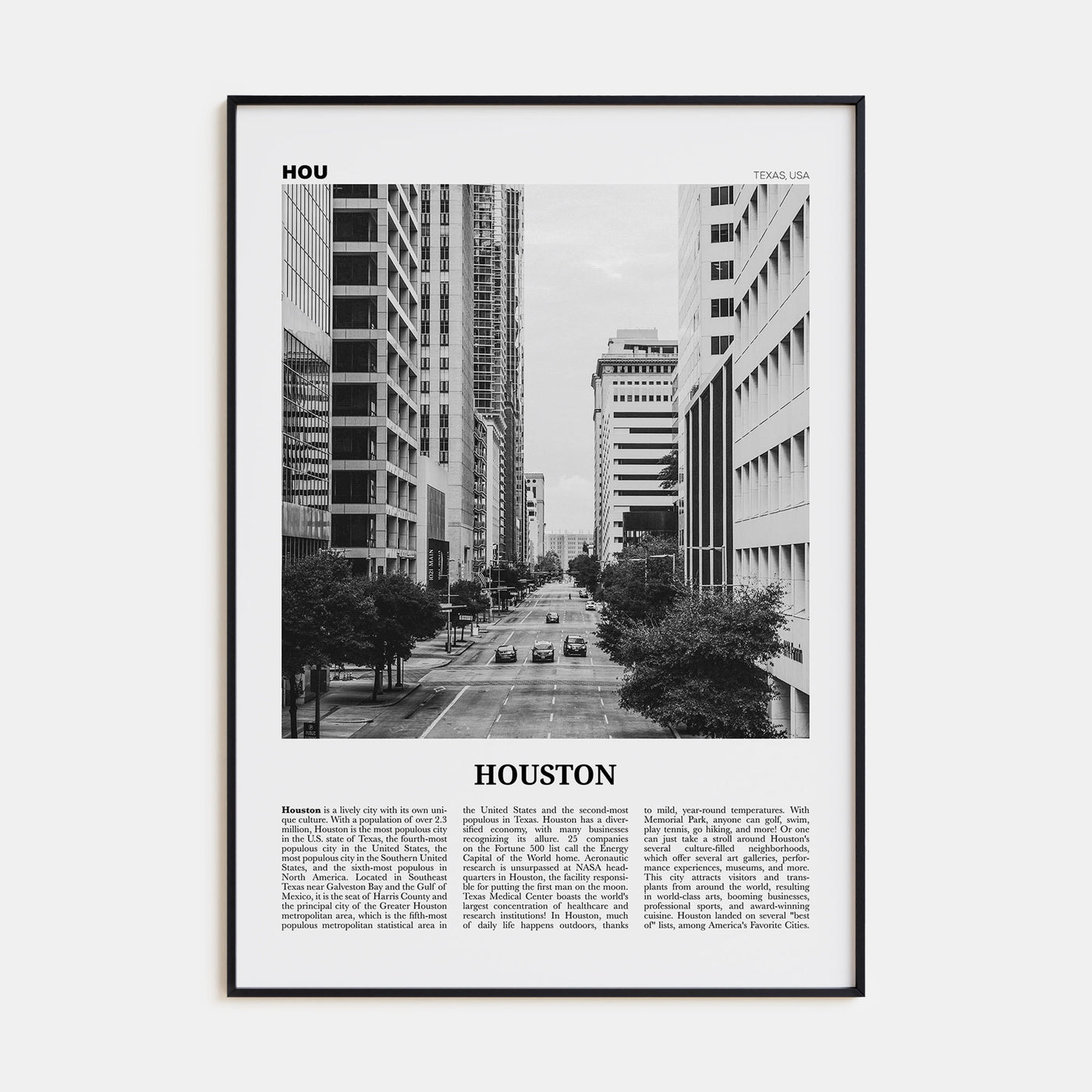 Houston Travel B&W No 3 Poster