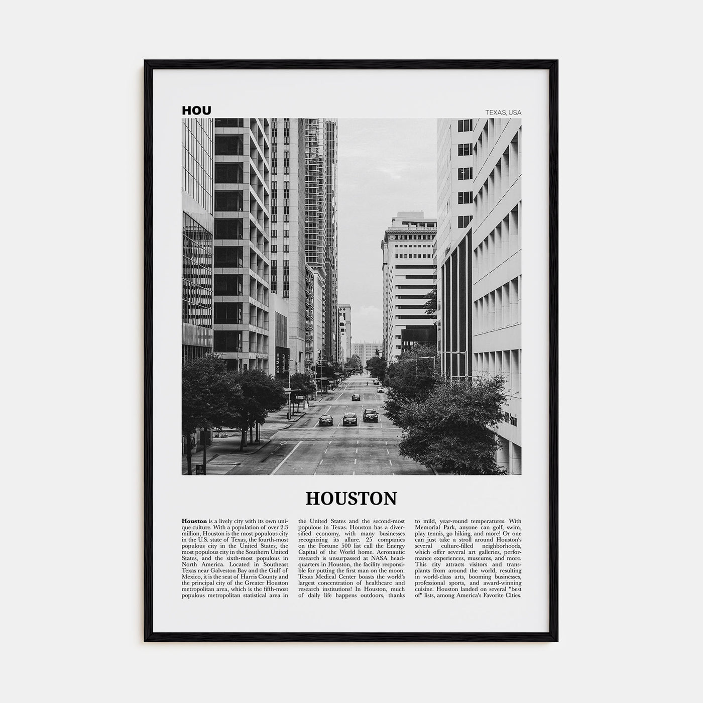 Houston Travel B&W No 3 Poster