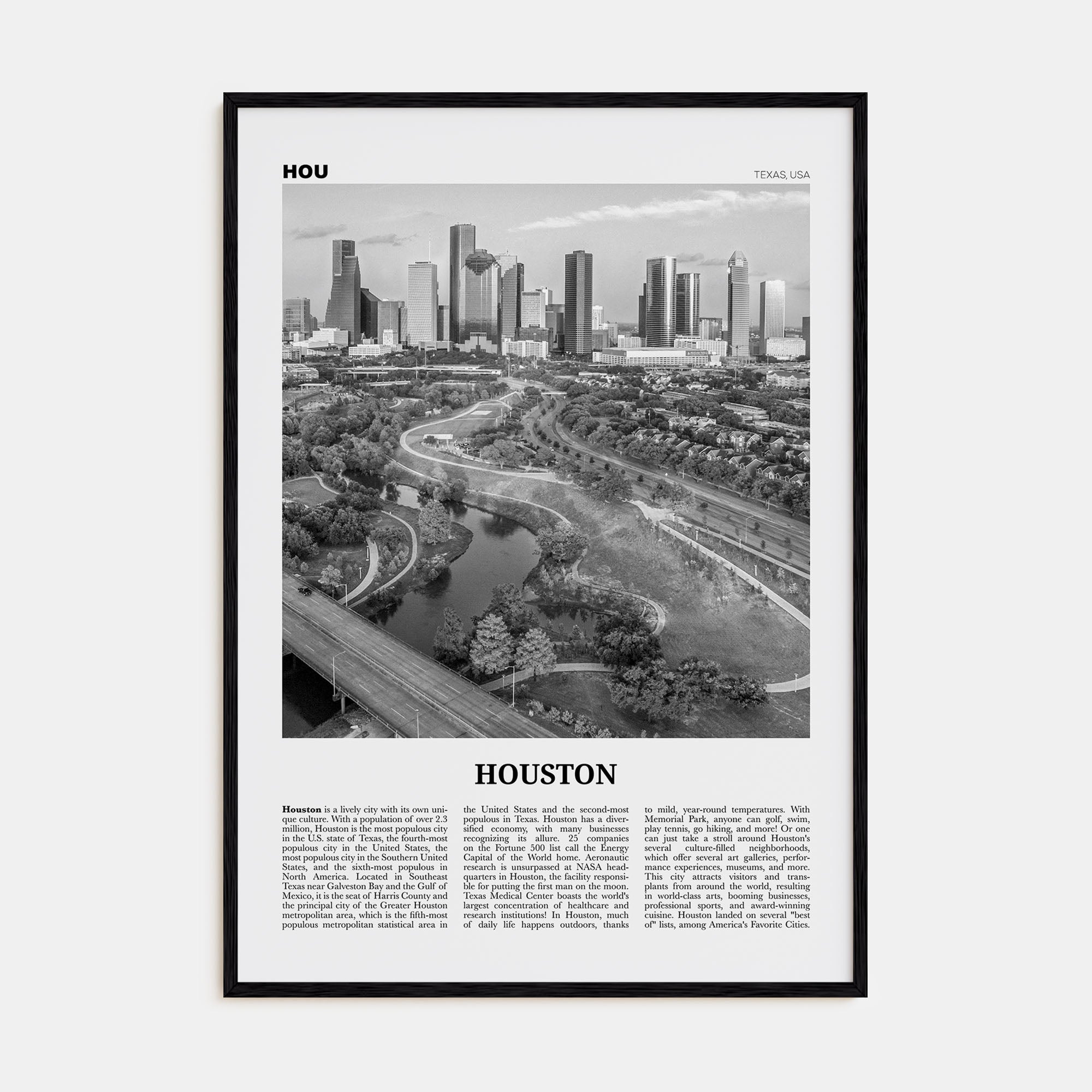 Houston Travel B&W No 4 Poster
