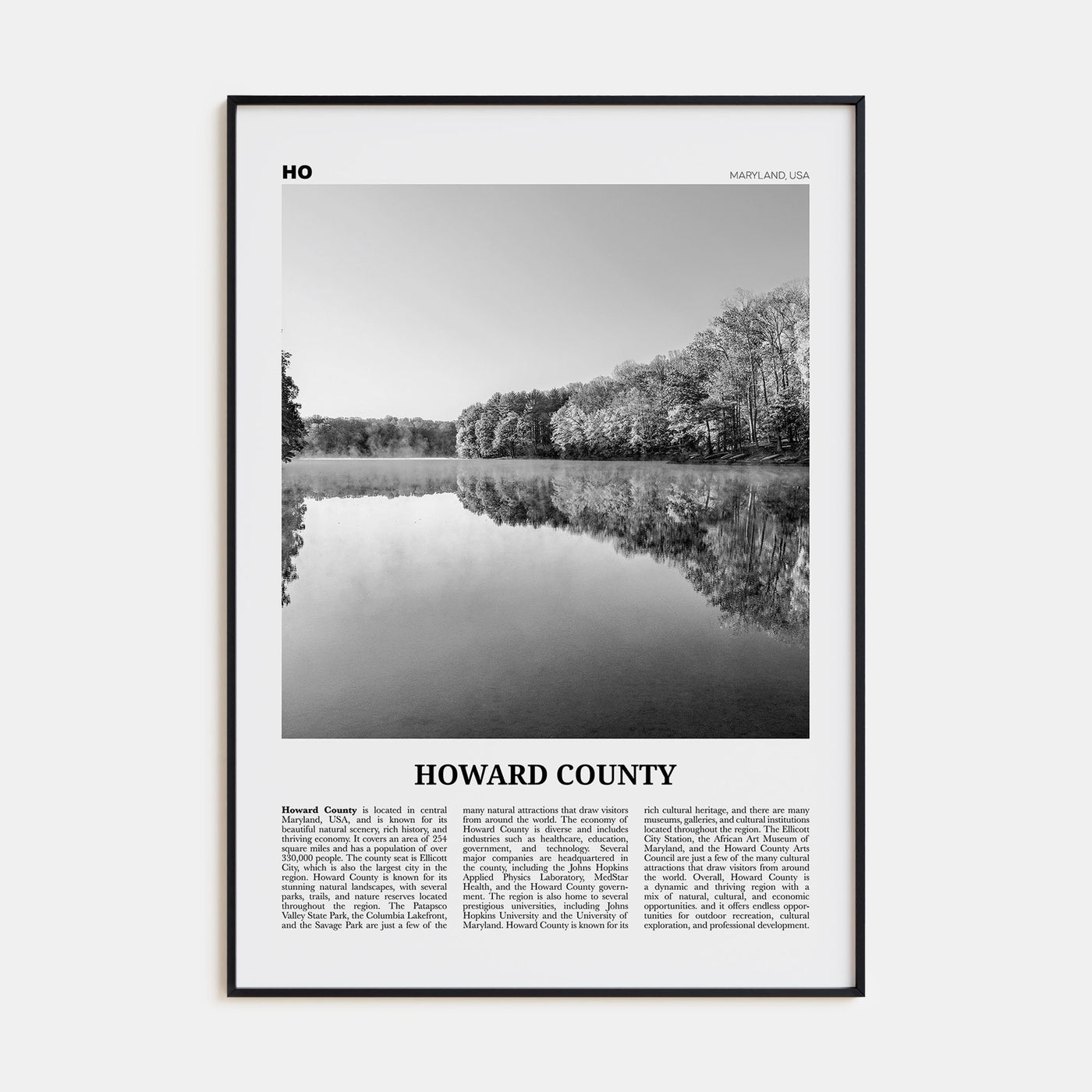 Howard County Travel B&W Poster