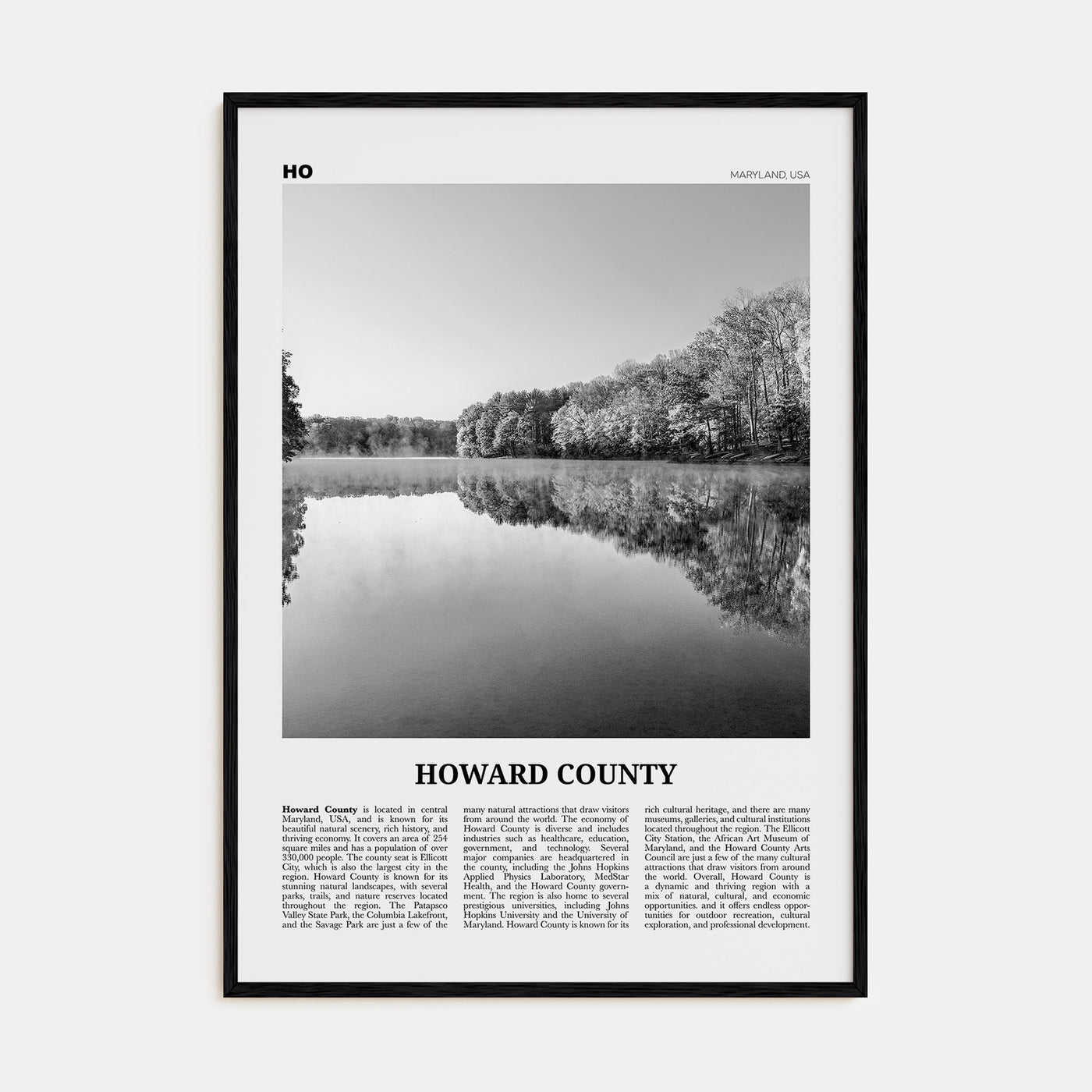 Howard County Travel B&W Poster
