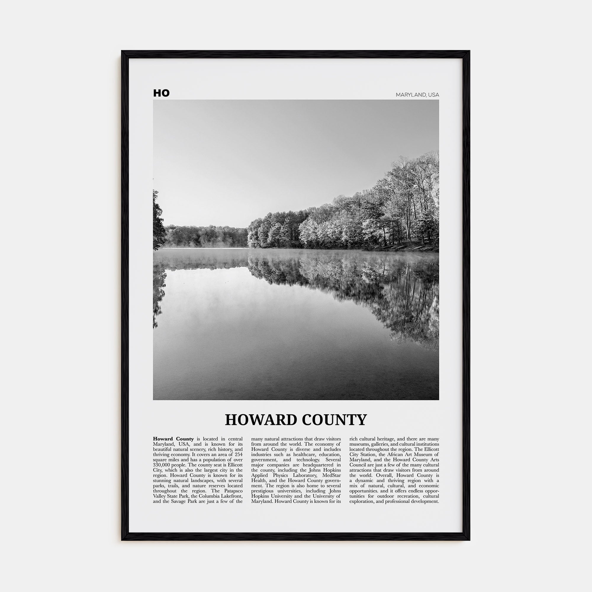 Howard County Travel B&W Poster